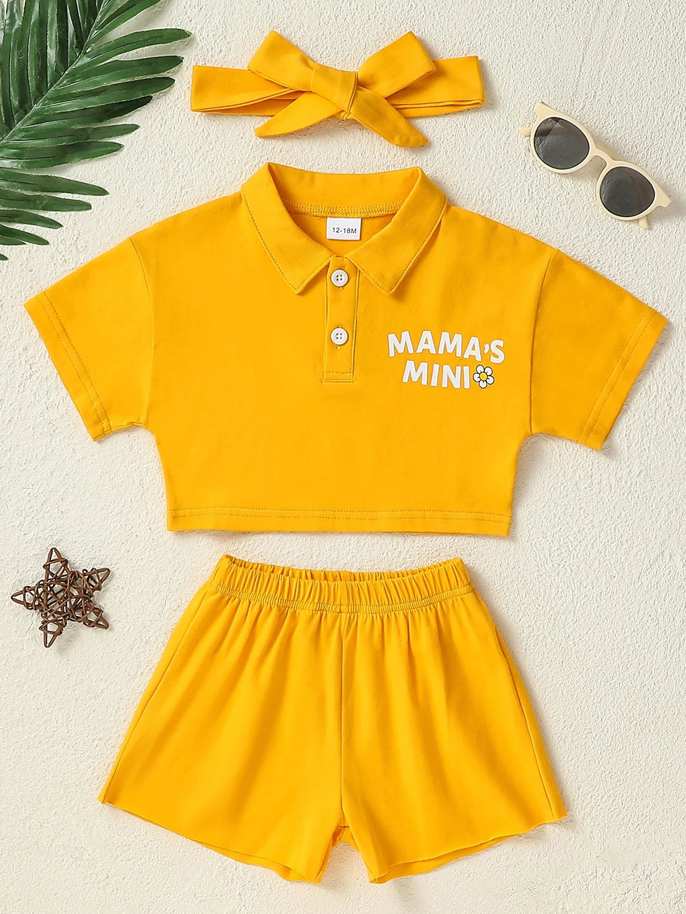 Floral Print Baby Girls 3pc Outfit Set Shirt Shorts Headband
