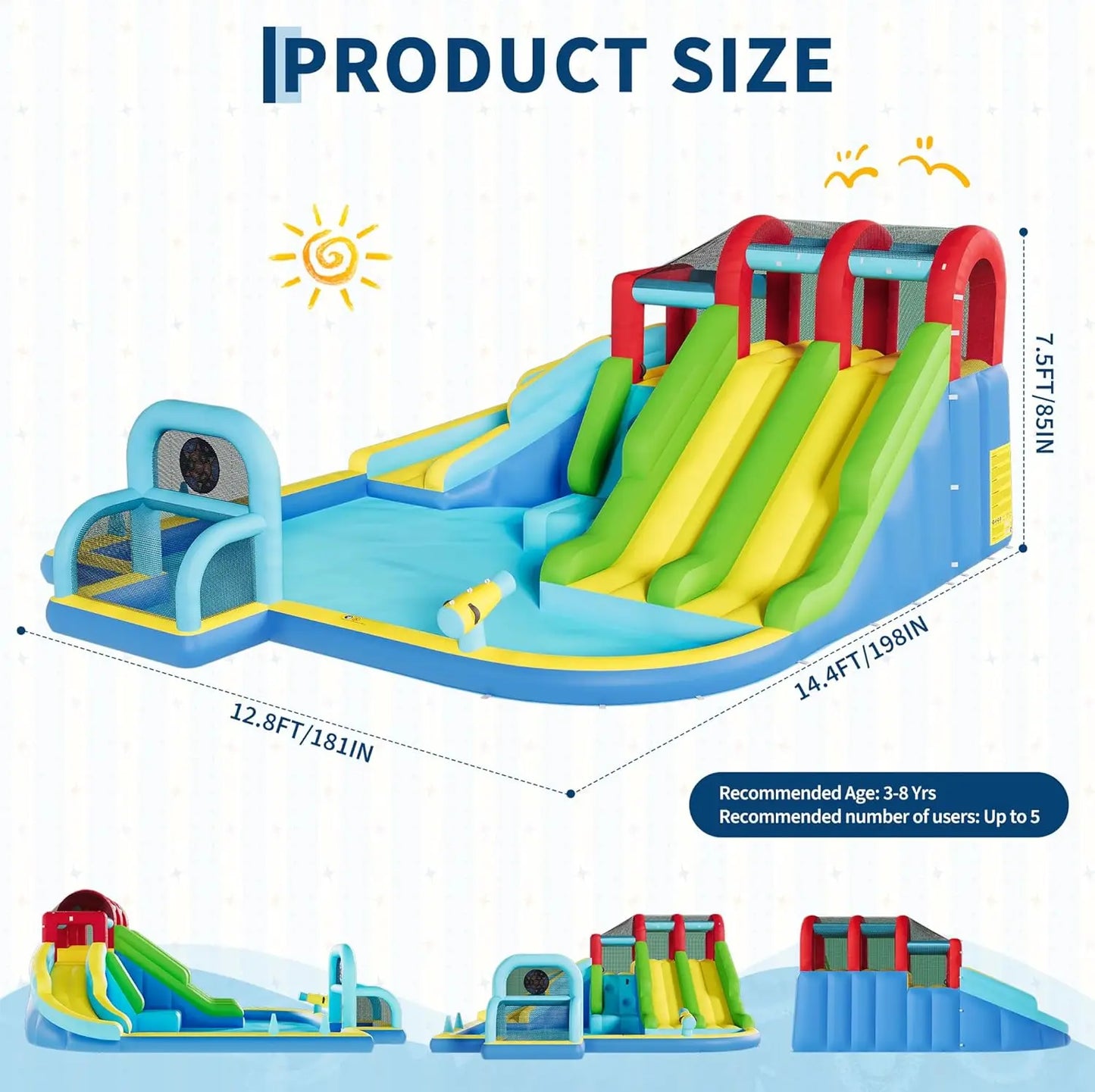 HiMISS Inflatable Bounce House with Blower for Indoor Outdoor Play
