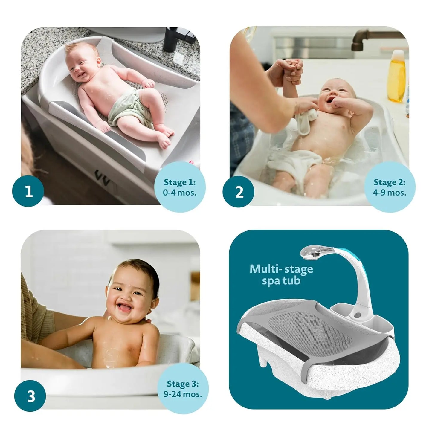 ThreeInOne Baby Bathtub Set With Sling Water Tank And Brush
