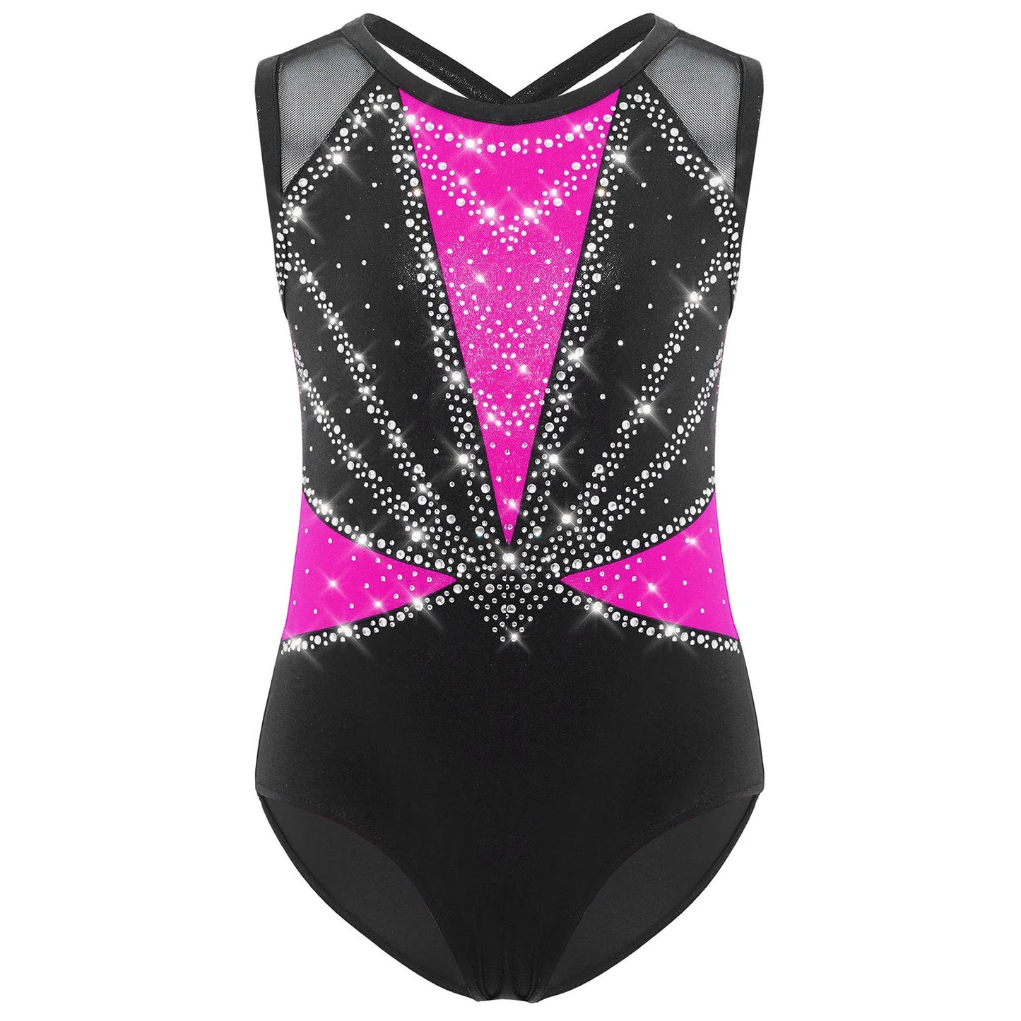 iEFiEL Kids Ballet Leotard Rhinestones Crisscross Back