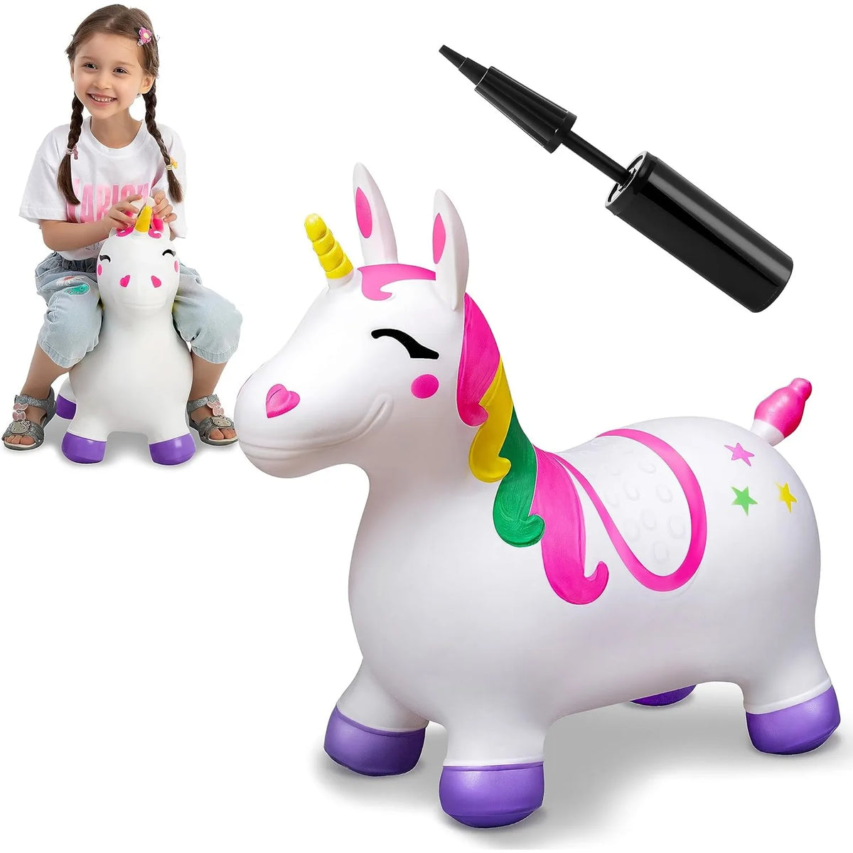 Joyfy Kids Bouncy Unicorn Hopper Toy For Birthday Gifts