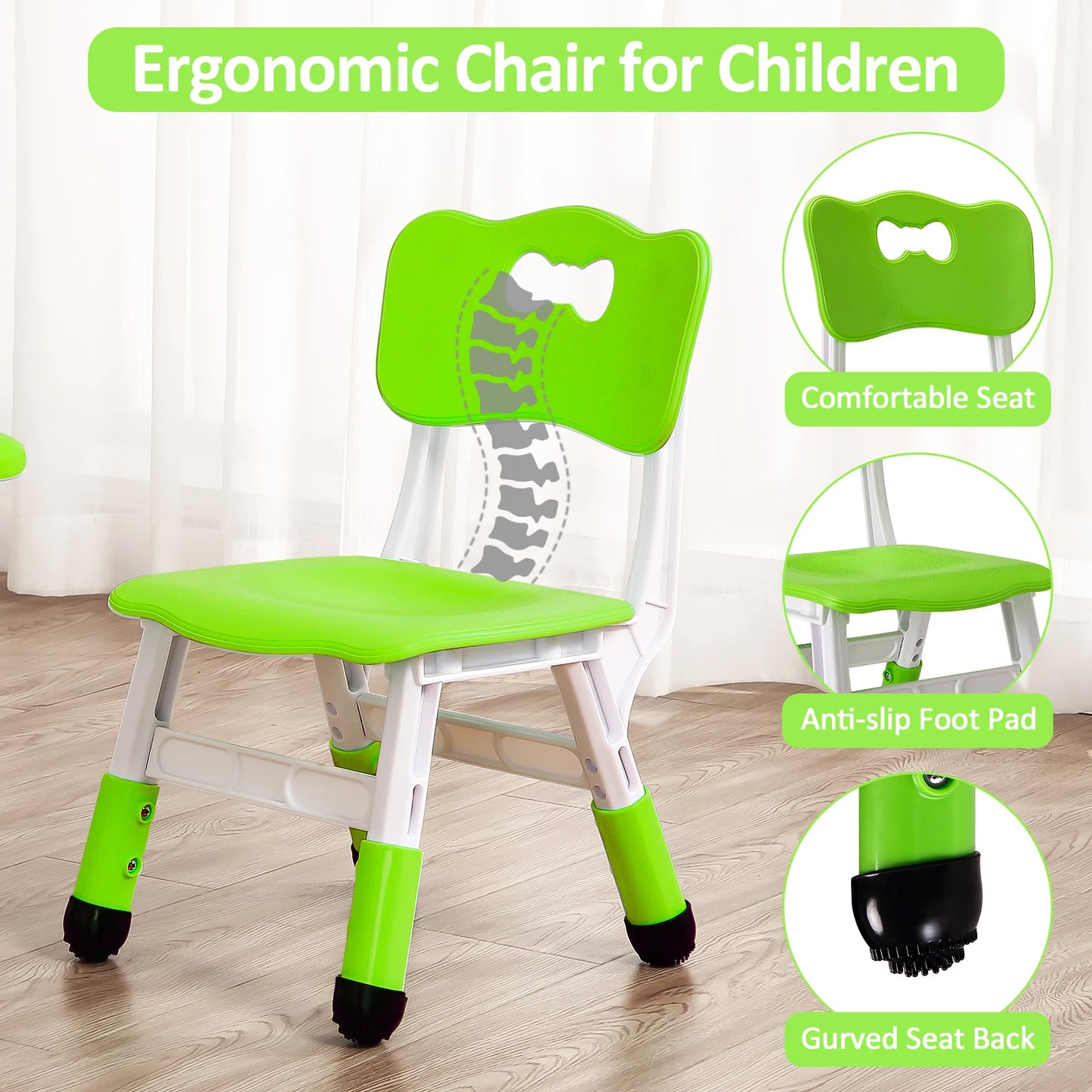 HiMISS Kids Table And Chairs Set Height Adjustable Graffiti Top