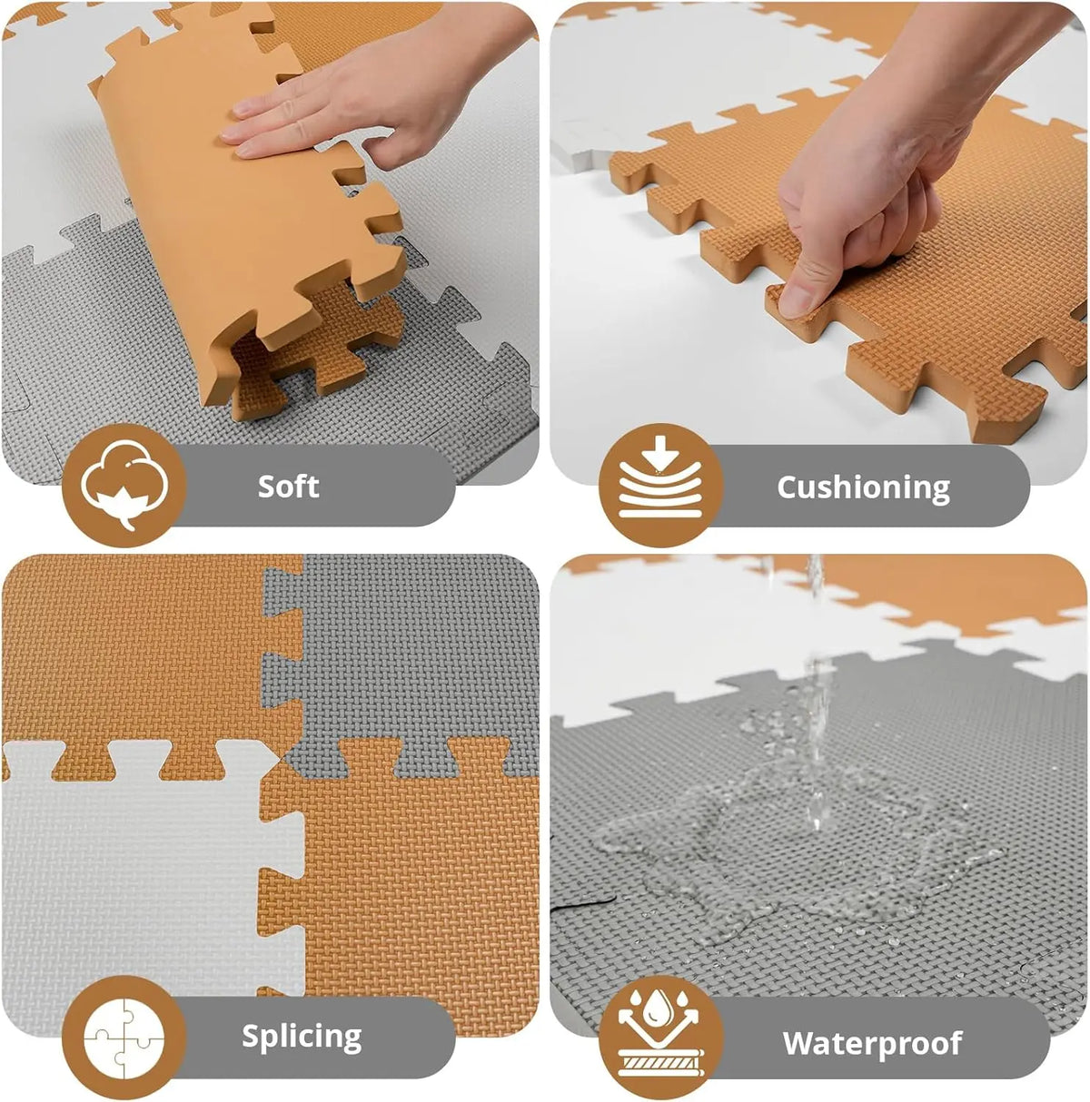16 Tiles Baby Play Mat for Floor, EVA Foam Baby Floor Play Mat with 0.6 Inch Thick Interlocking Foam Tiles
