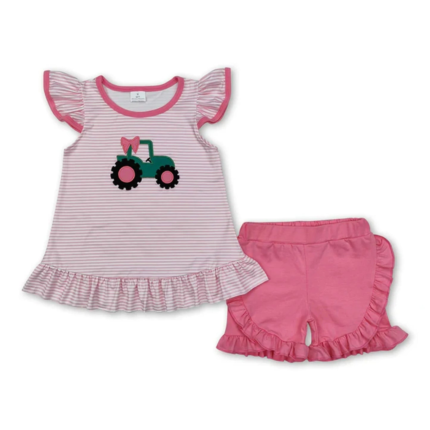 Toddler Girl Two Piece Summer Outfit Set Plaid Leopard Print