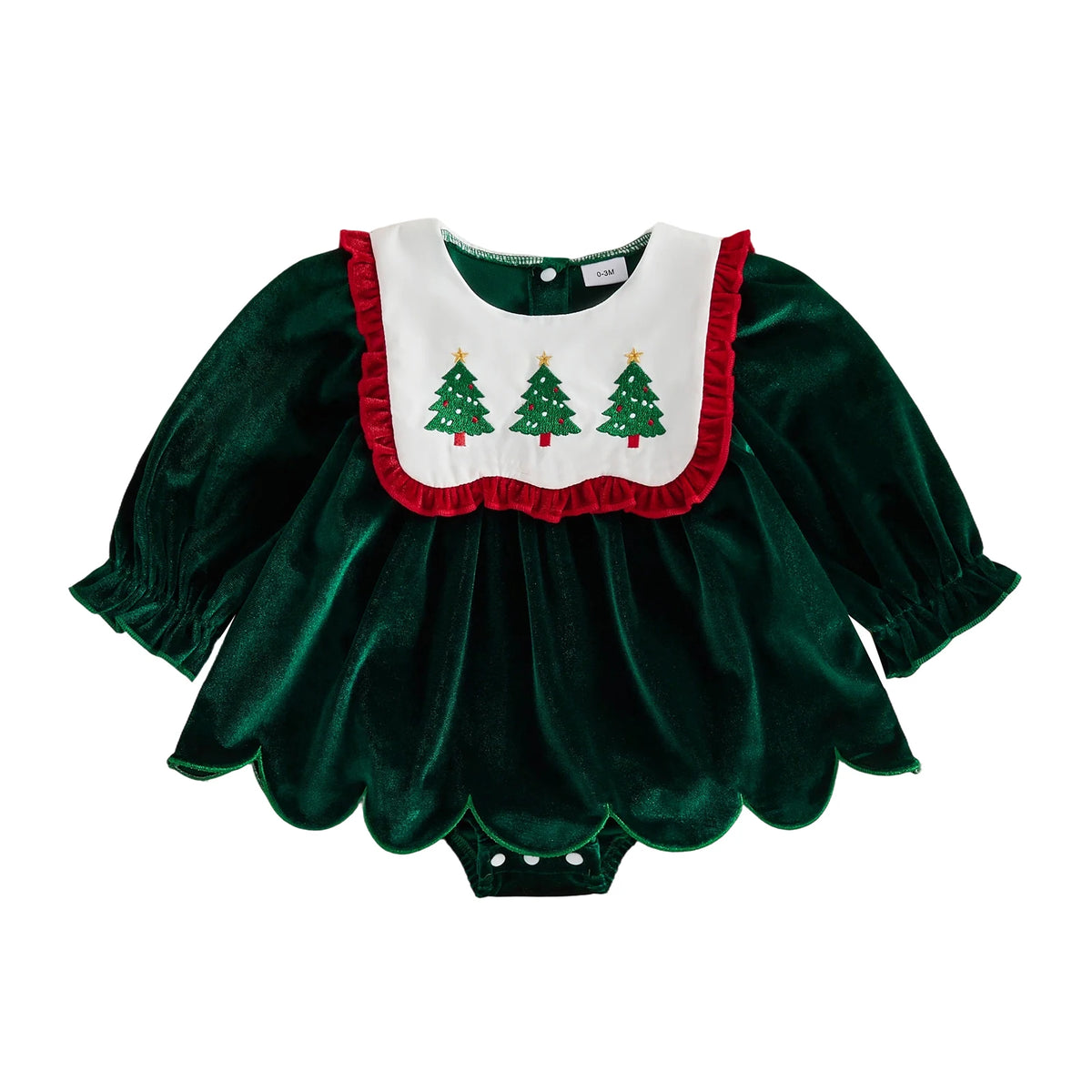 Baby Girl Christmas Long Sleeve V Neck Bodysuit Romper