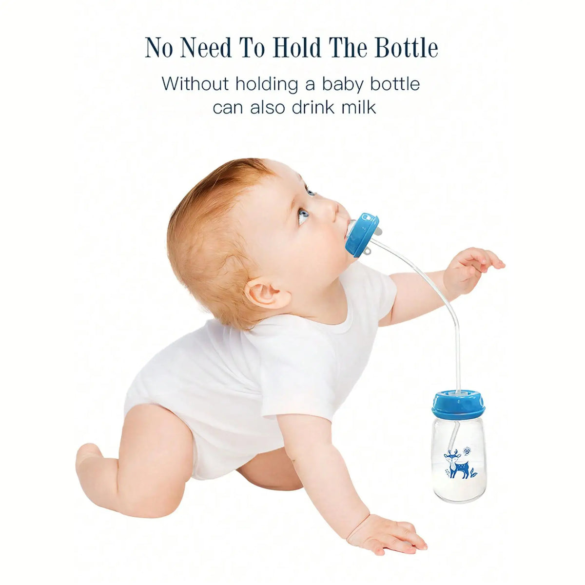 1pc 5oz/150ml Hands-Free Normal Neck PP Baby Feeding Bottle with Straw Brush, Perfect Gift Baby Bottle, Milk Bottle for New Parents.