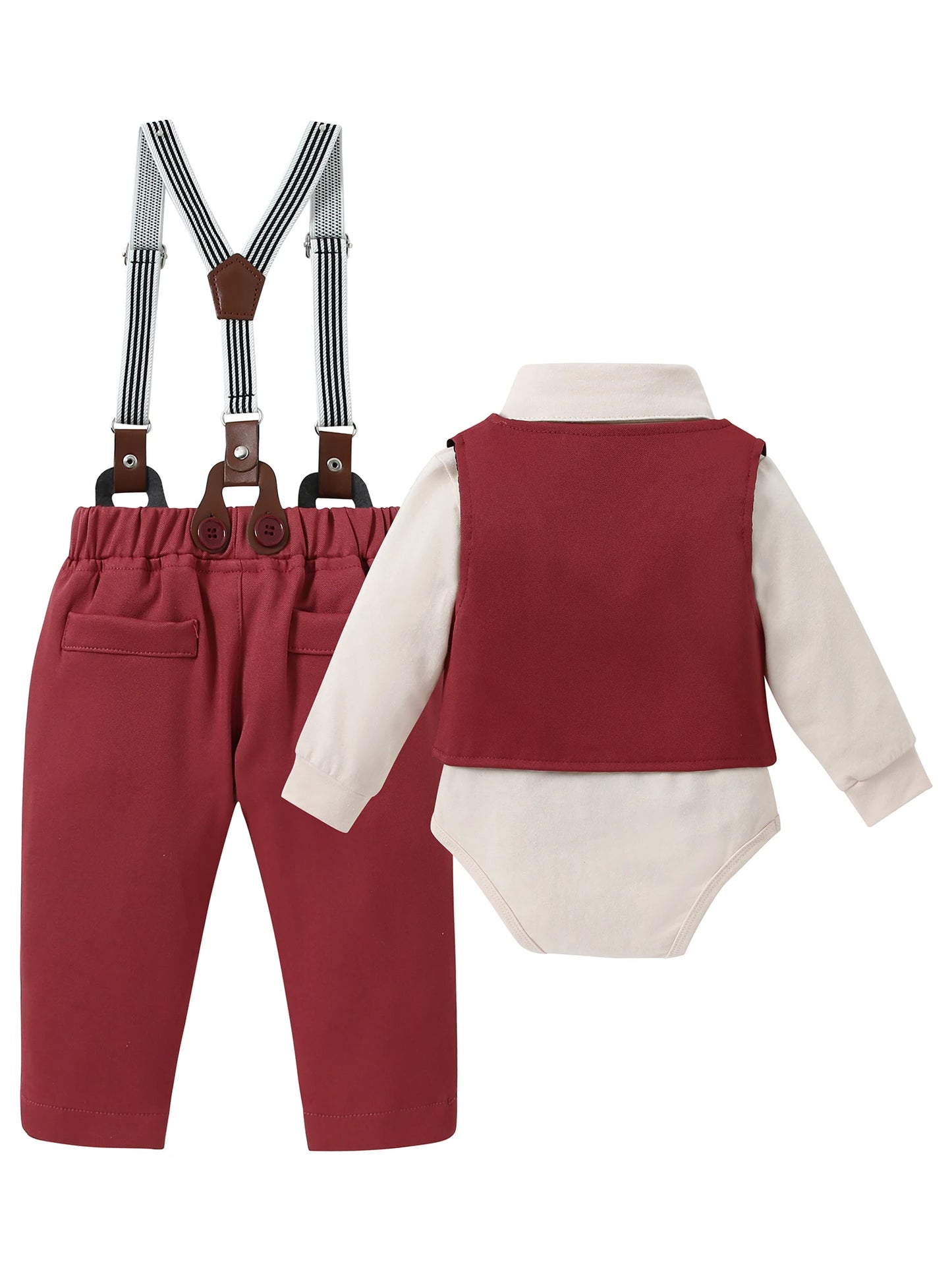 Baby Boy Wedding Outfit Suit Set Dress Shirt Vest Bowtie