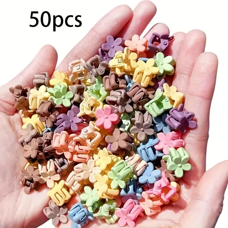 20/30/50 Sets of Mini Hair Clips, Cute Plastic Flower-Shaped Hair Accessories, Pure Color Braids, Suitable for Teenagers, Cute