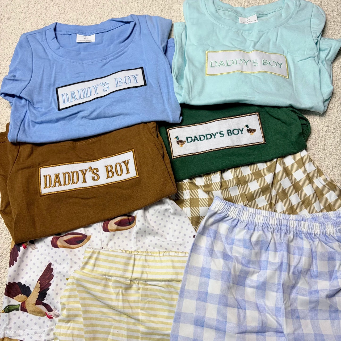 Sibling Baby Boys Daddy's Boy Top And Checkered Shorts Set