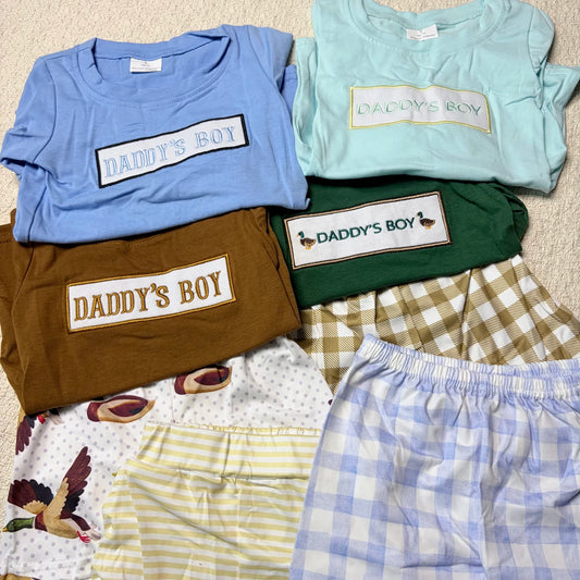 Sibling Baby Boys Daddy's Boy Top And Checkered Shorts Set