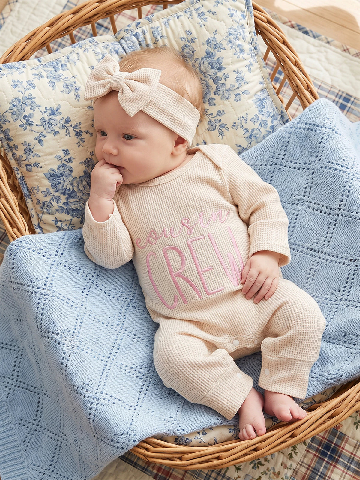 Premium Baby Girls Long Sleeve Romper Set With Bow Headband