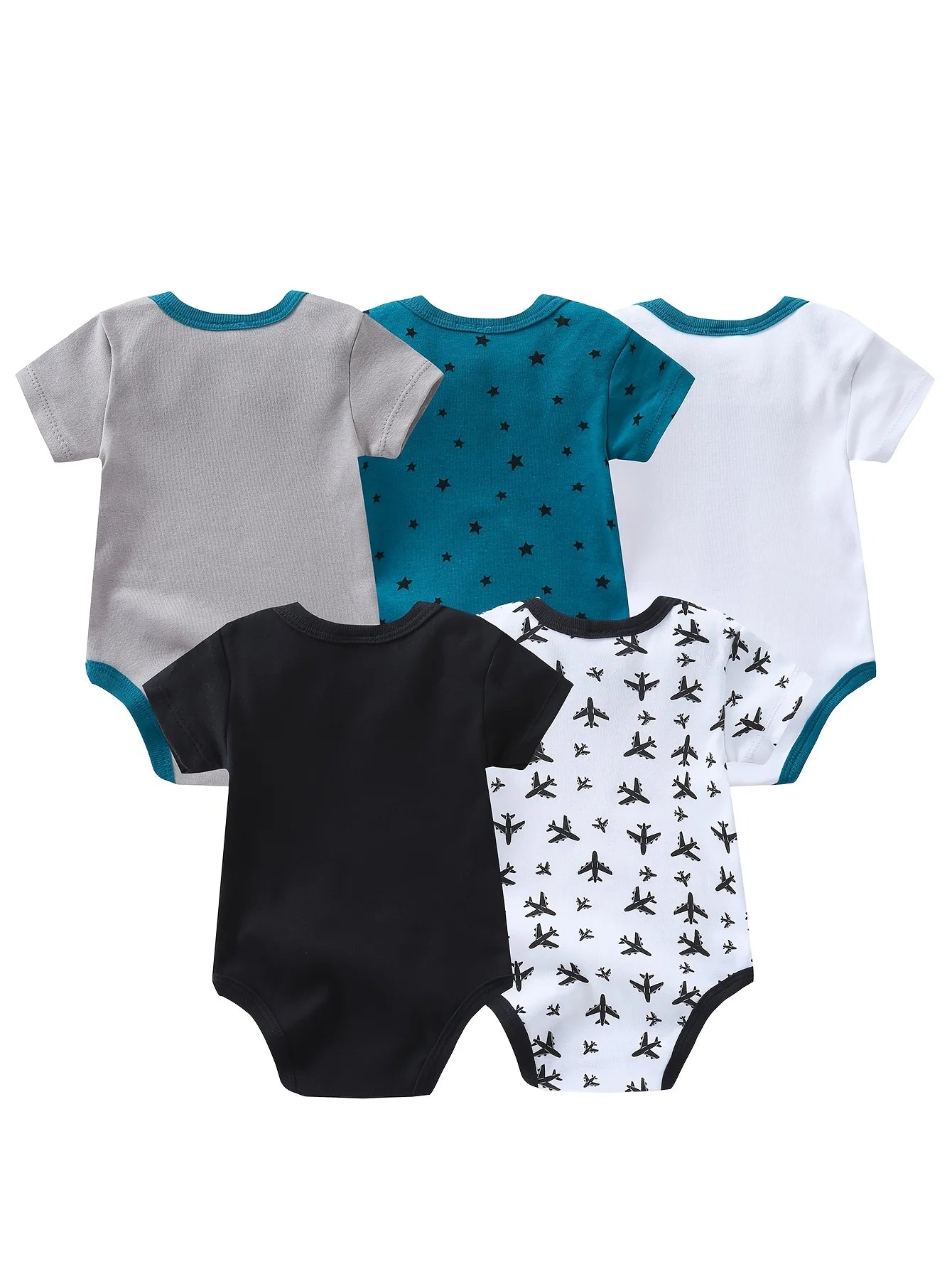 Baby Boy Short Sleeve Rompers 5 Pack 100 Percent Cotton