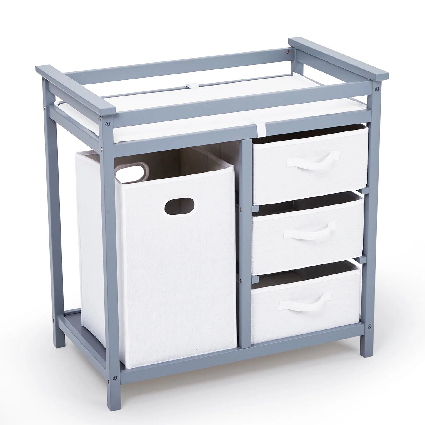 Wooden Baby Changing Table Dresser With Laundry Hamper 3 Drawer