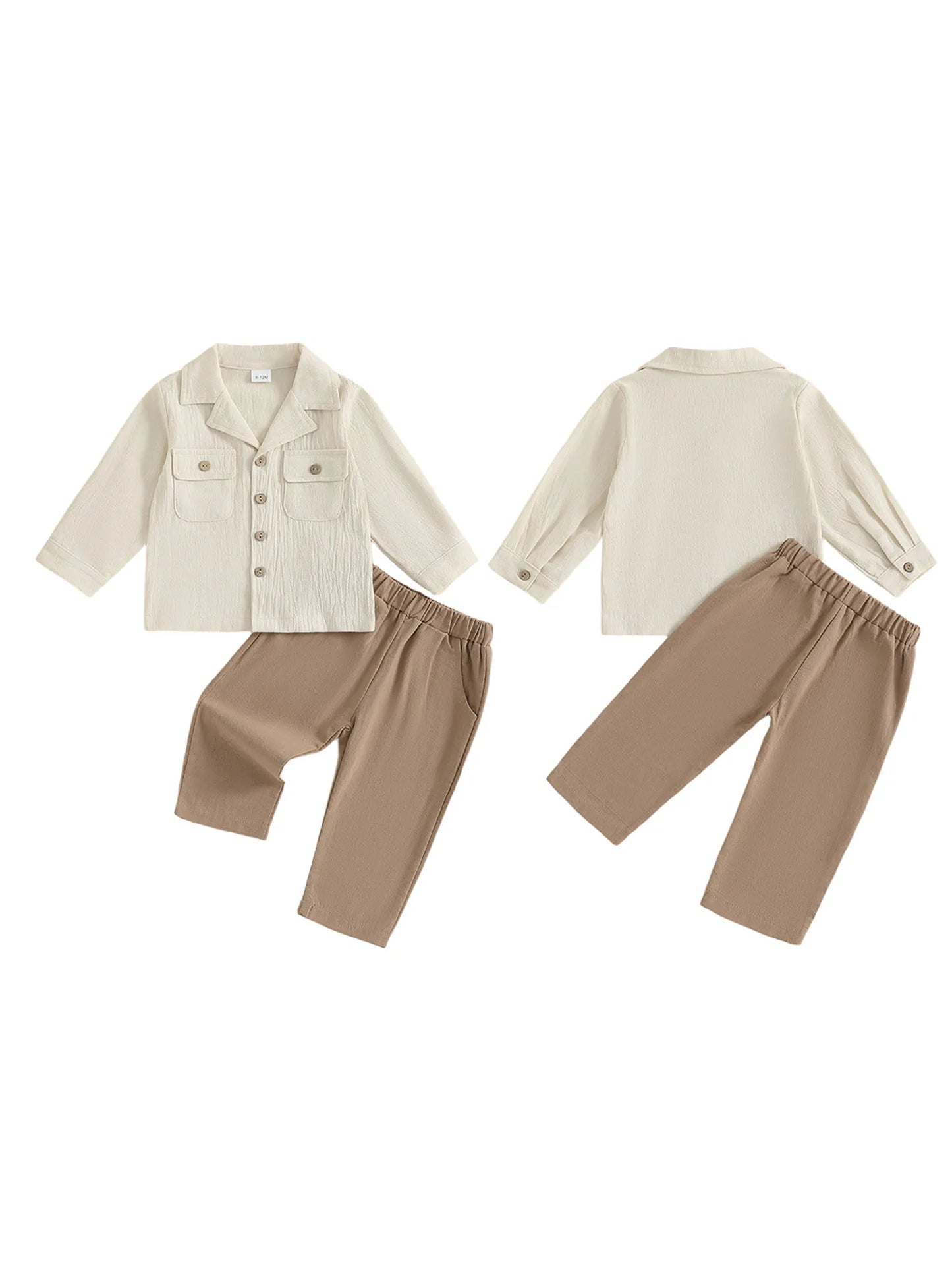 Stylish Toddler Boys 2-Piece Outfit Set Long Sleeve Shirt Pants