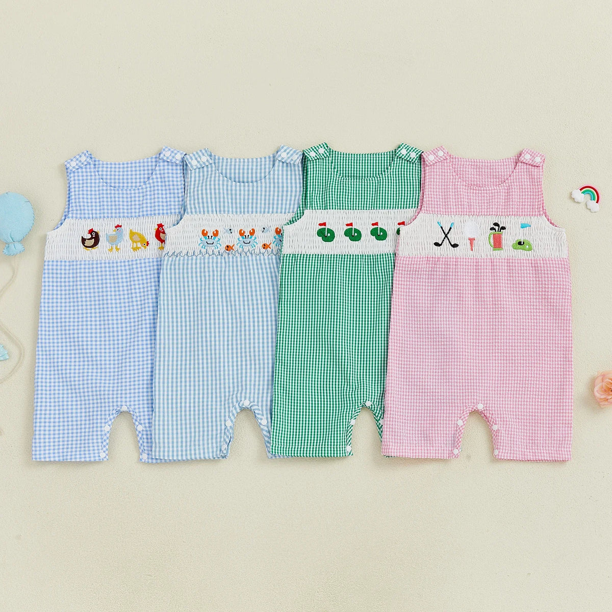 Cotton Embroidered Baby Romper With Button Up Collar