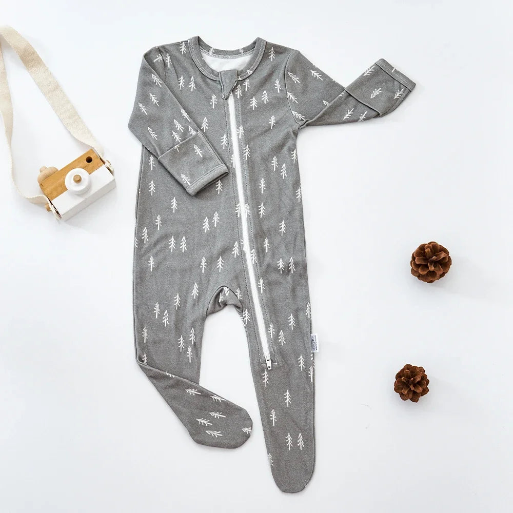 HappyFlute Bamboo Cotton Long Sleeve Footed Baby Romper