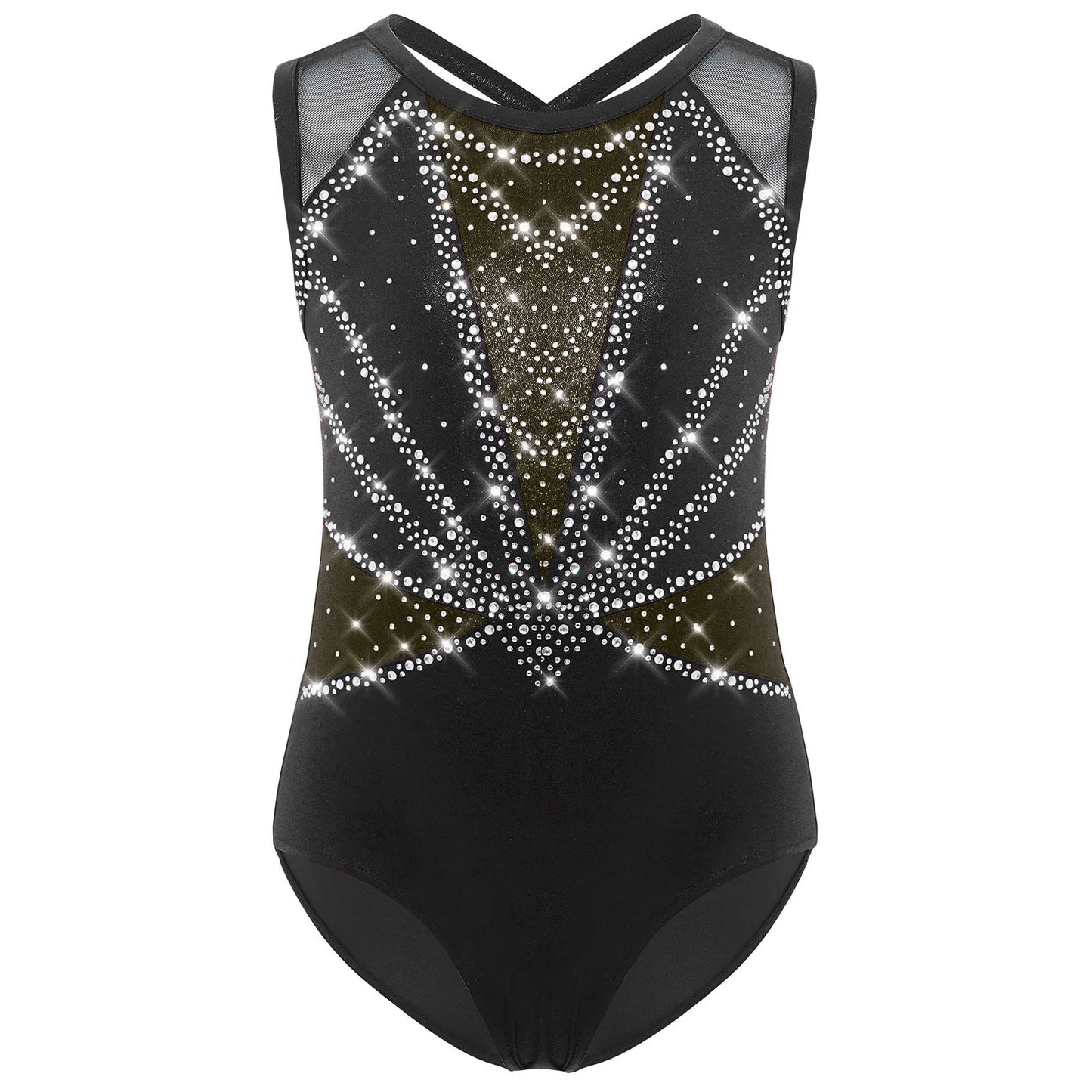 iEFiEL Kids Ballet Leotard Rhinestones Crisscross Back