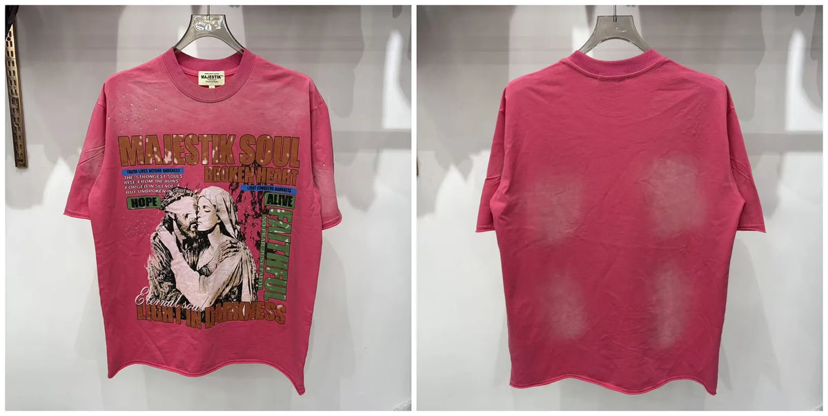 Cotton T Shirt With Letter Rhinestone Print Breathable Hip Hop