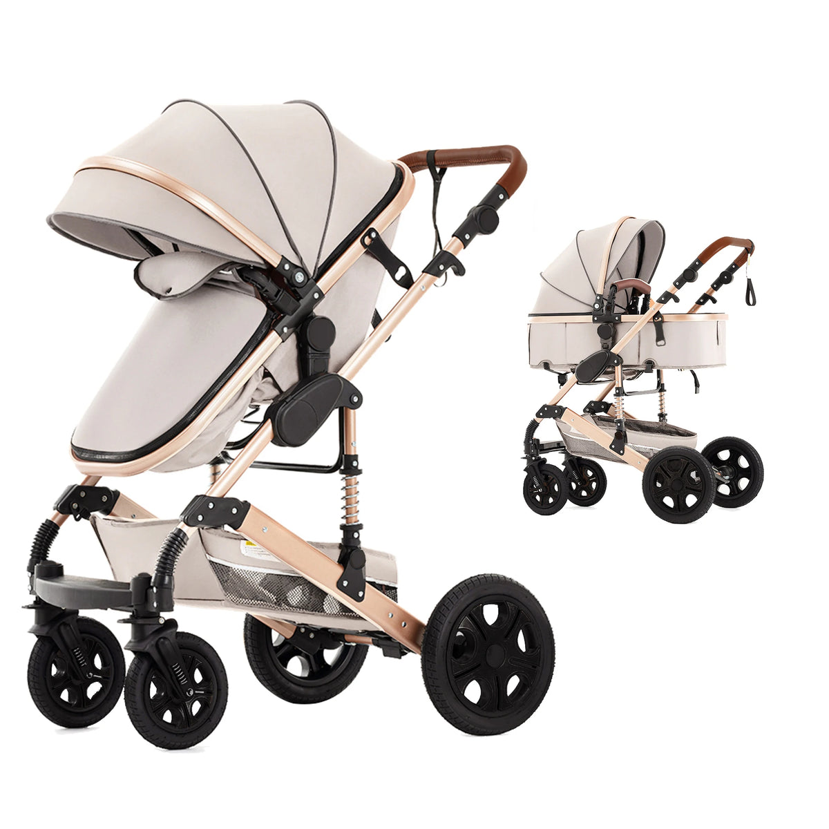 Baby Stroller Combo Car Seat Travel System for Newborn,Reversible Stroller with Isofix Base,3-IN-1 Baby Carriage Upto 55lbs Suit Infant to Toddler