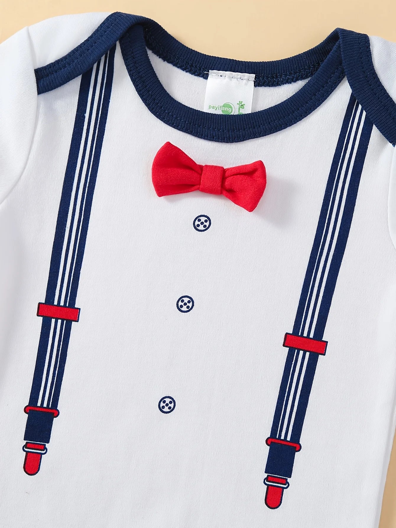 Baby Boys Cotton Bodysuits And Rompers Set With Bow Tie Short Sleeve