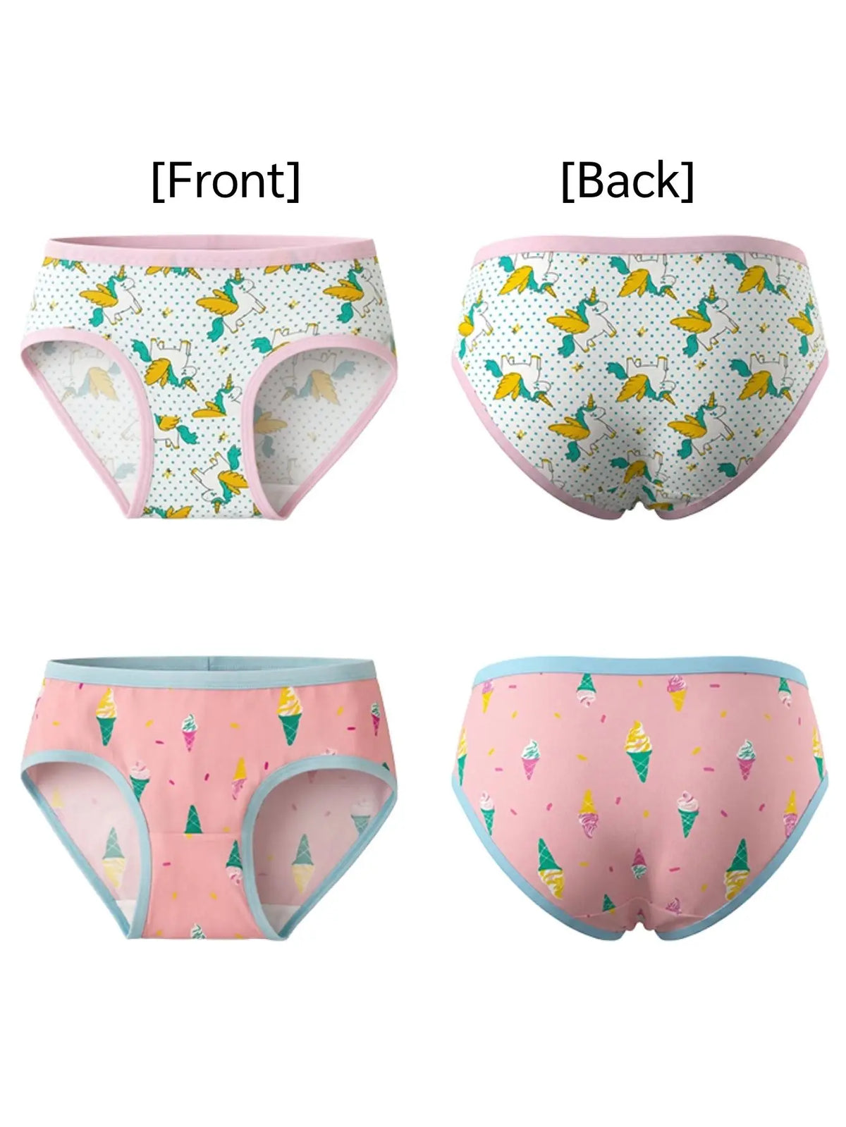 ZEKSAF Kids Girls Briefs 16 Pack Cute Unicorn & Swan Print Soft and Seamless Girls Underwears
