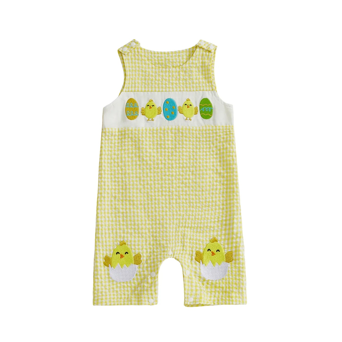 Cotton Embroidered Baby Romper With Button Up Collar