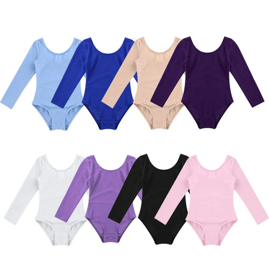 Girls Ballet Leotard Long Sleeve Bodysuit For Dance