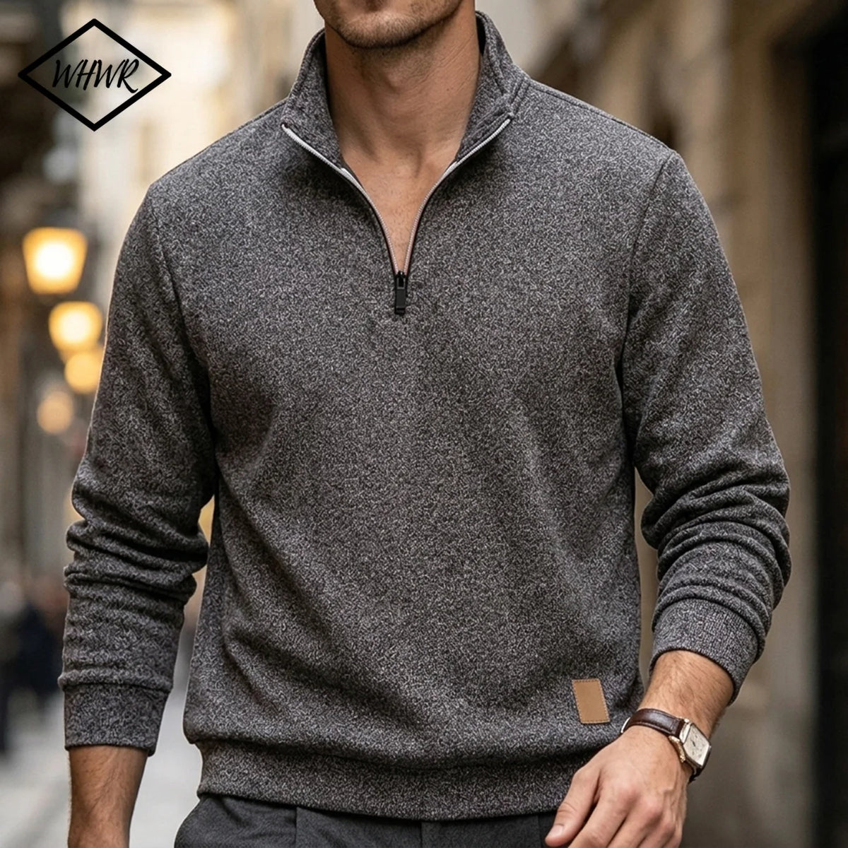 Men 1/4 Quarter Zip Pullover Sweatshirt Heather Mock Neck Top Contrast Zipper Casual Long Sleeve Sweater