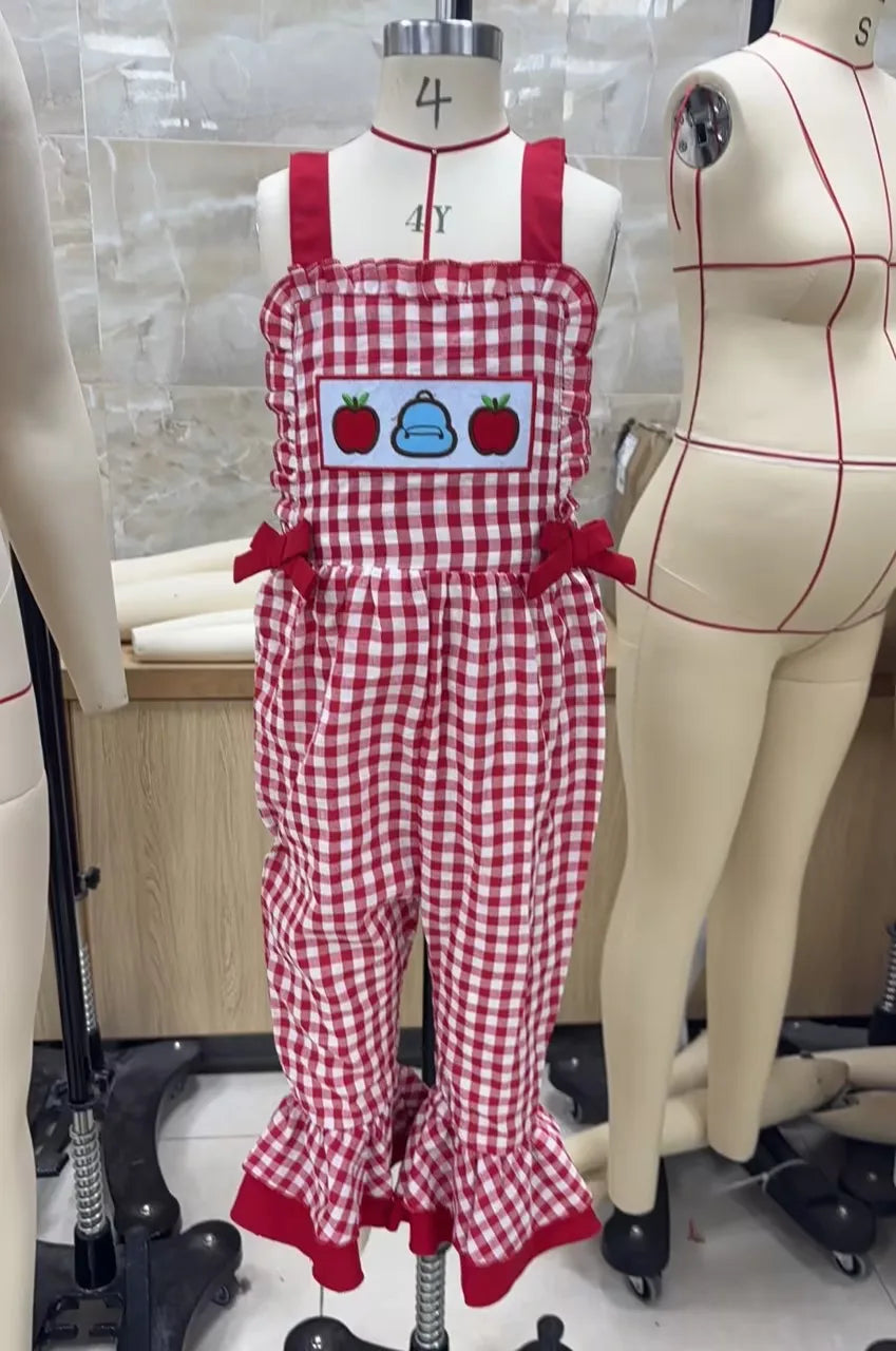 Pudcoco Toddler Girls Plaid Sleeveless Bell Bottom Overalls