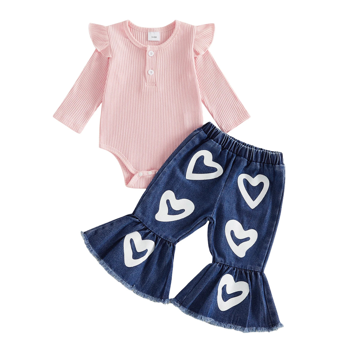 Neck Romper Elastic Elastic Waist Long Girl Fall Outfit Elastic Waist Denim Sleeve Crew Waist Denim Pants Neck Romper Durable