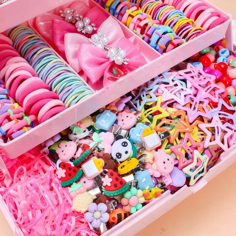 18/546Pcs /1152PCS Bow High Elastic Hair Accessories Set Korean Style Princess Hair Clips, No Hurt Hair Colorful Girls Hair Bands Hair Clips Girls Children No Box