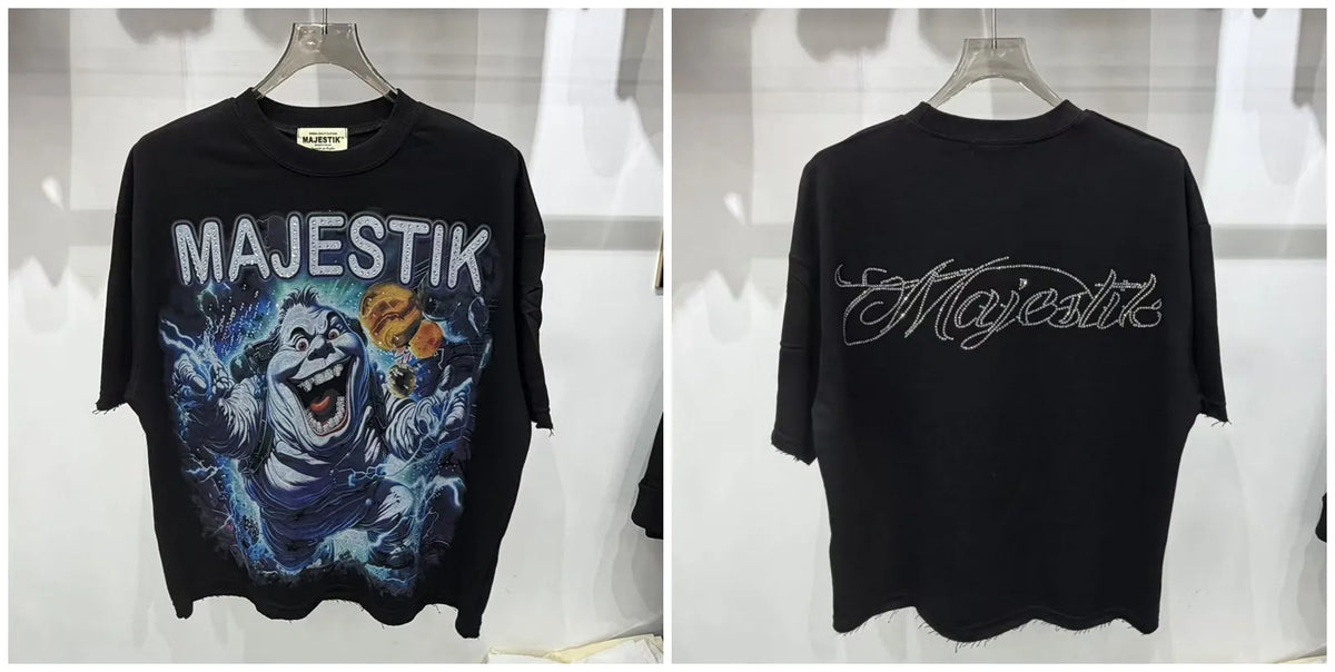 Cotton T Shirt With Letter Rhinestone Print Breathable Hip Hop