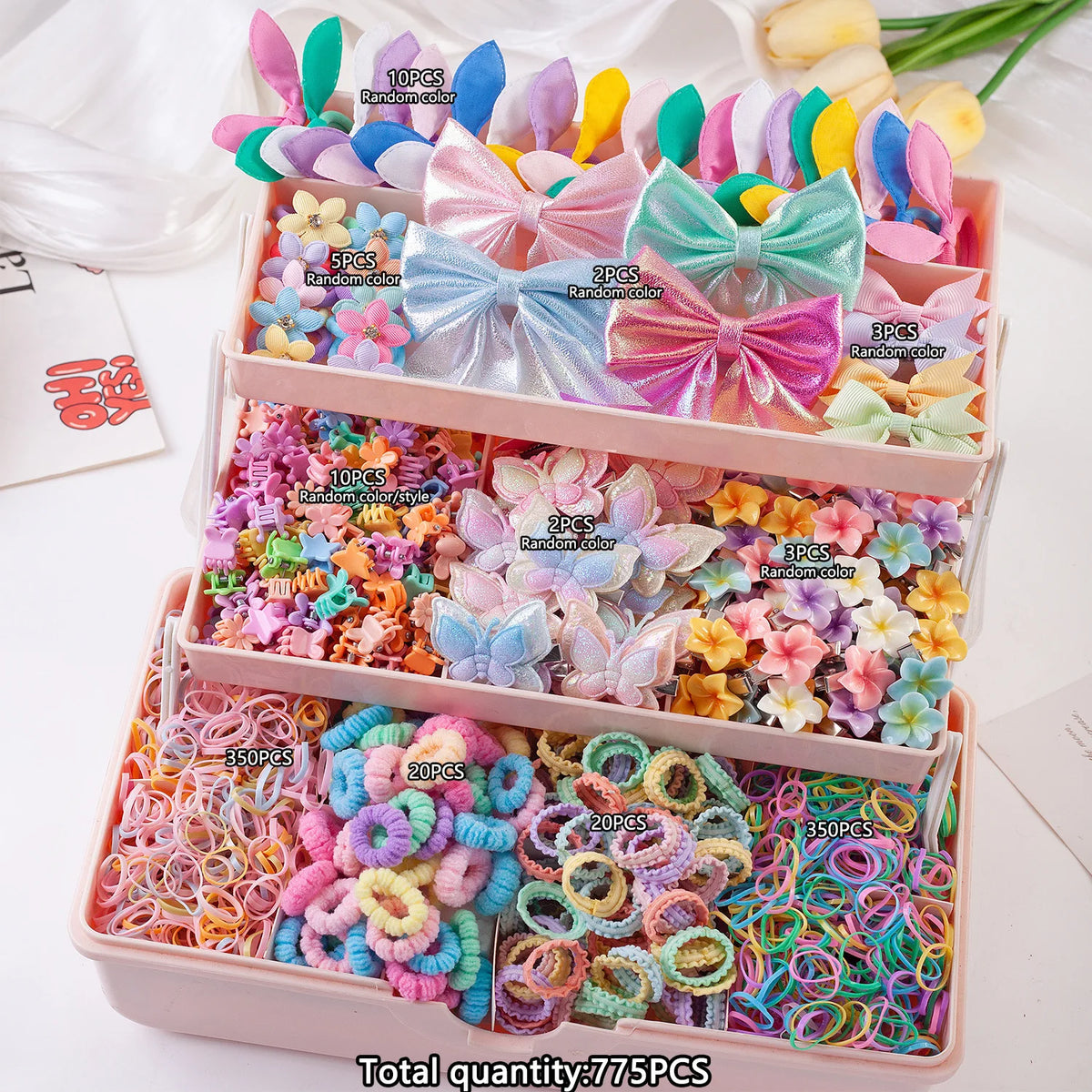 18/546Pcs /1152PCS Bow High Elastic Hair Accessories Set Korean Style Princess Hair Clips, No Hurt Hair Colorful Girls Hair Bands Hair Clips Girls Children No Box