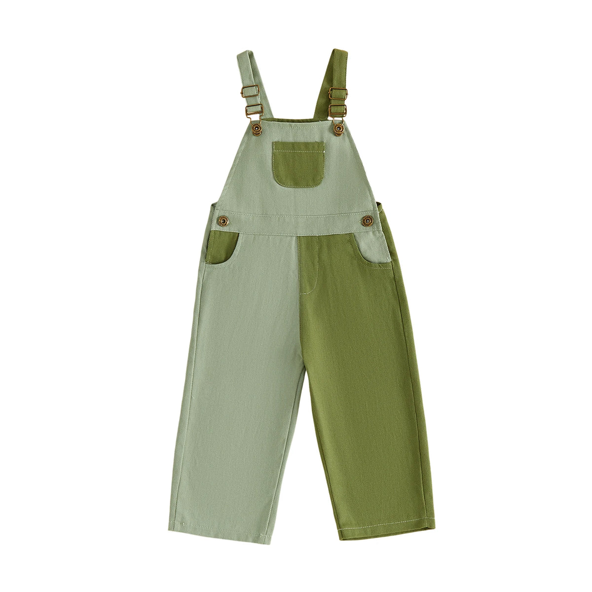 Girls Sleeveless Square Neck Contrasting Suspender Romper Polyester