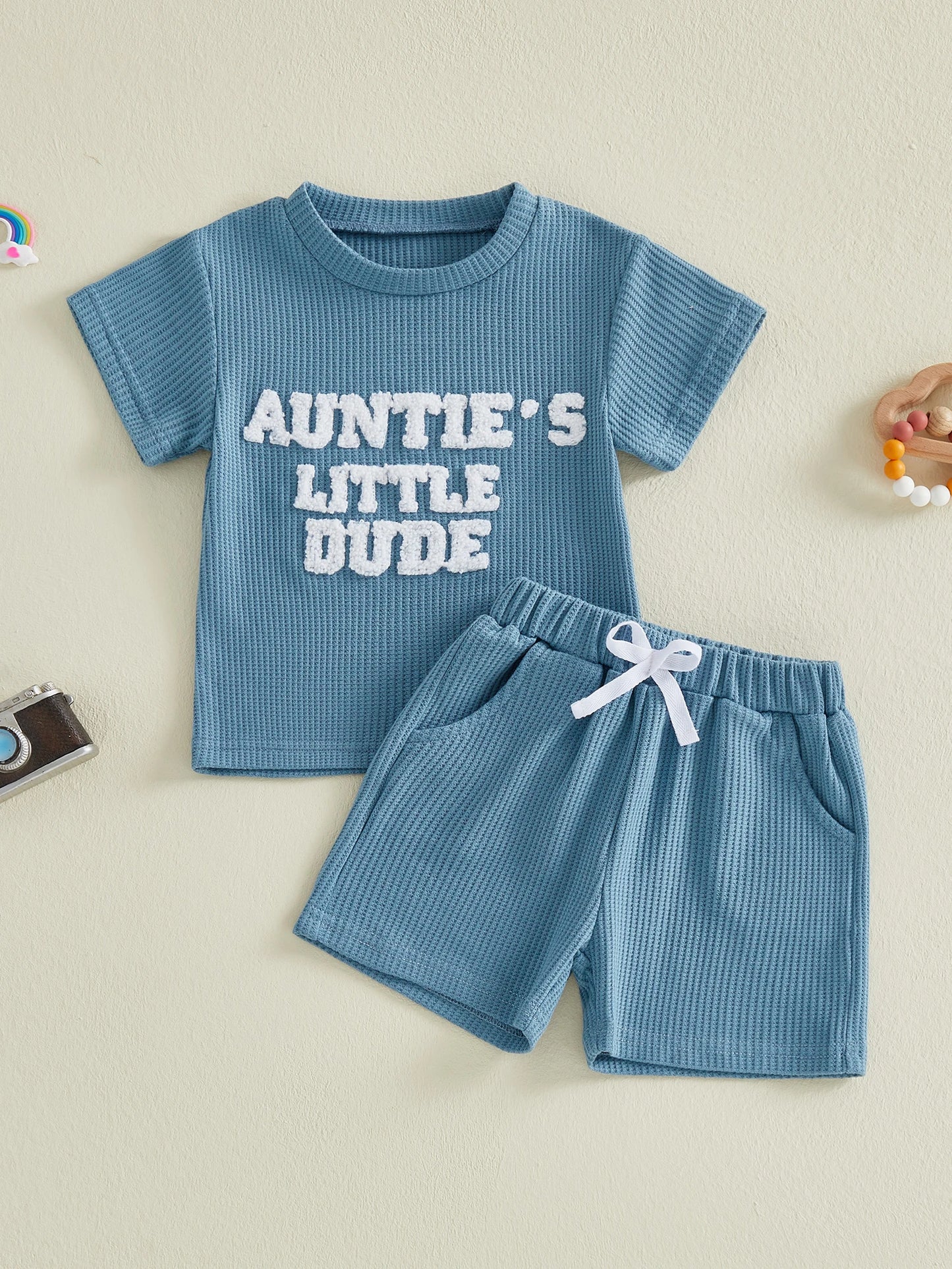 Infant Girls Embroidered Letter Tee And Matching Shorts Set