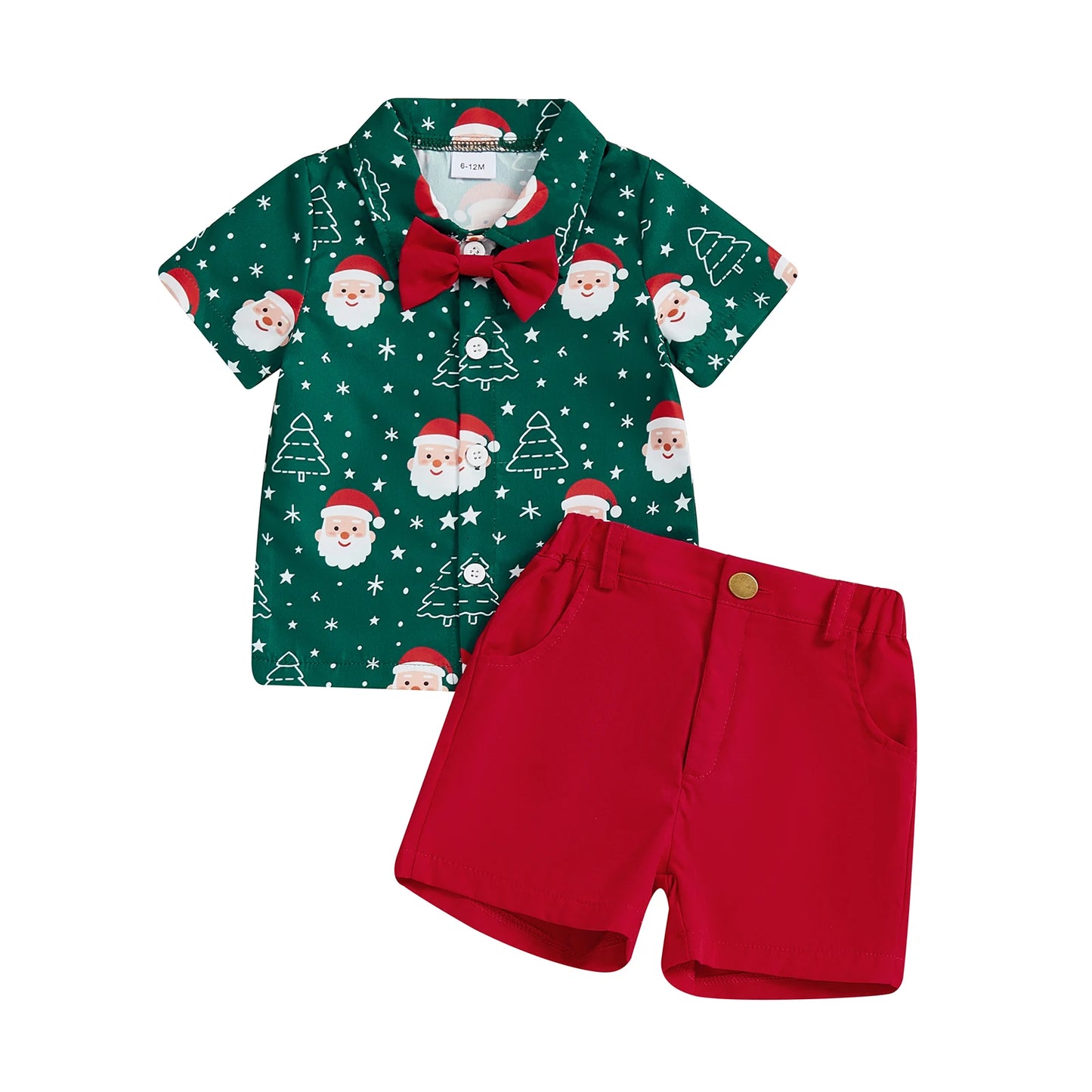 Infant Boys 2-Piece Festive Christmas Print Shirt And Shorts