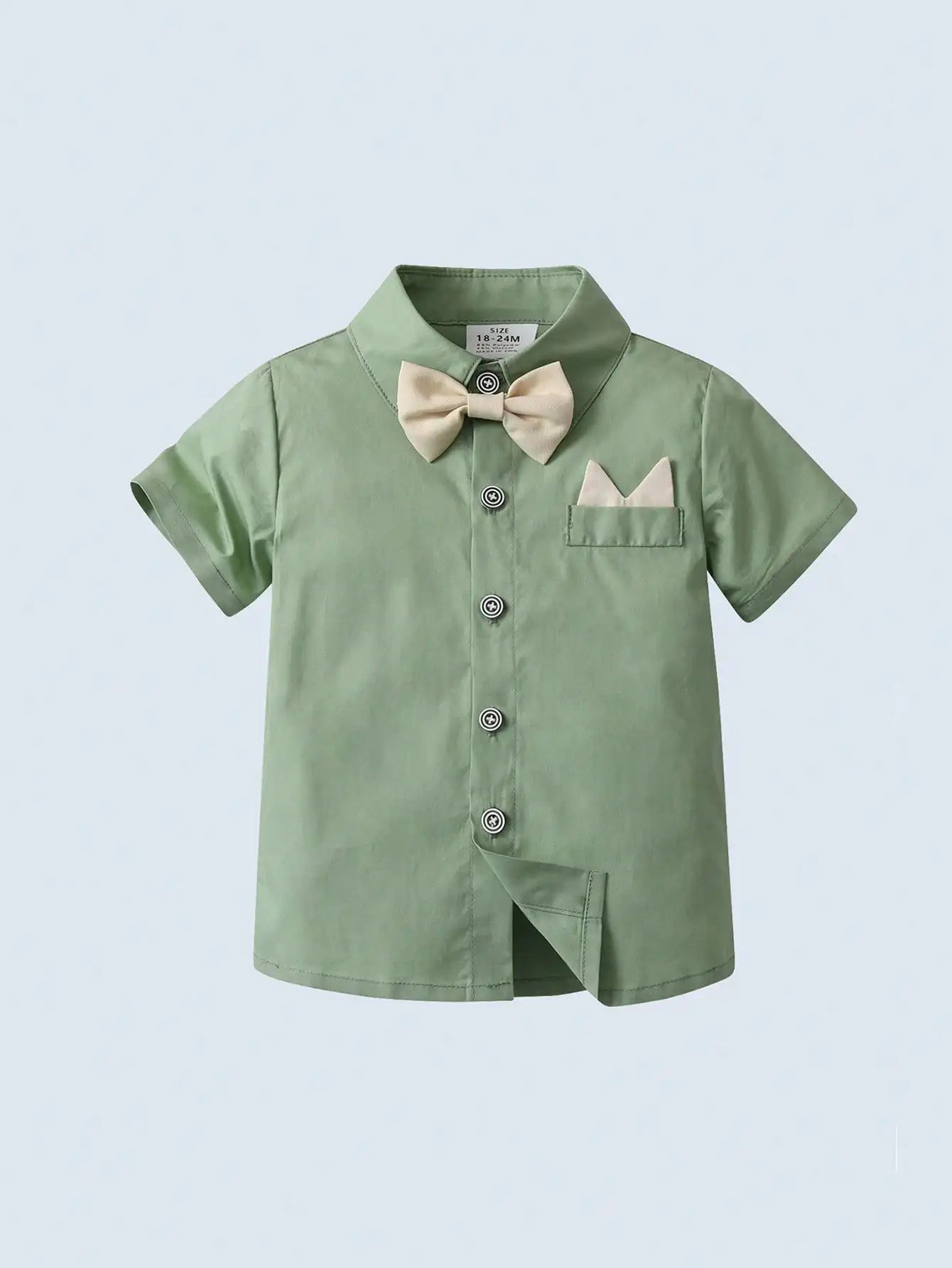 Baby Boy Shirt Bow Tie Khaki Suspender Shorts Outfit