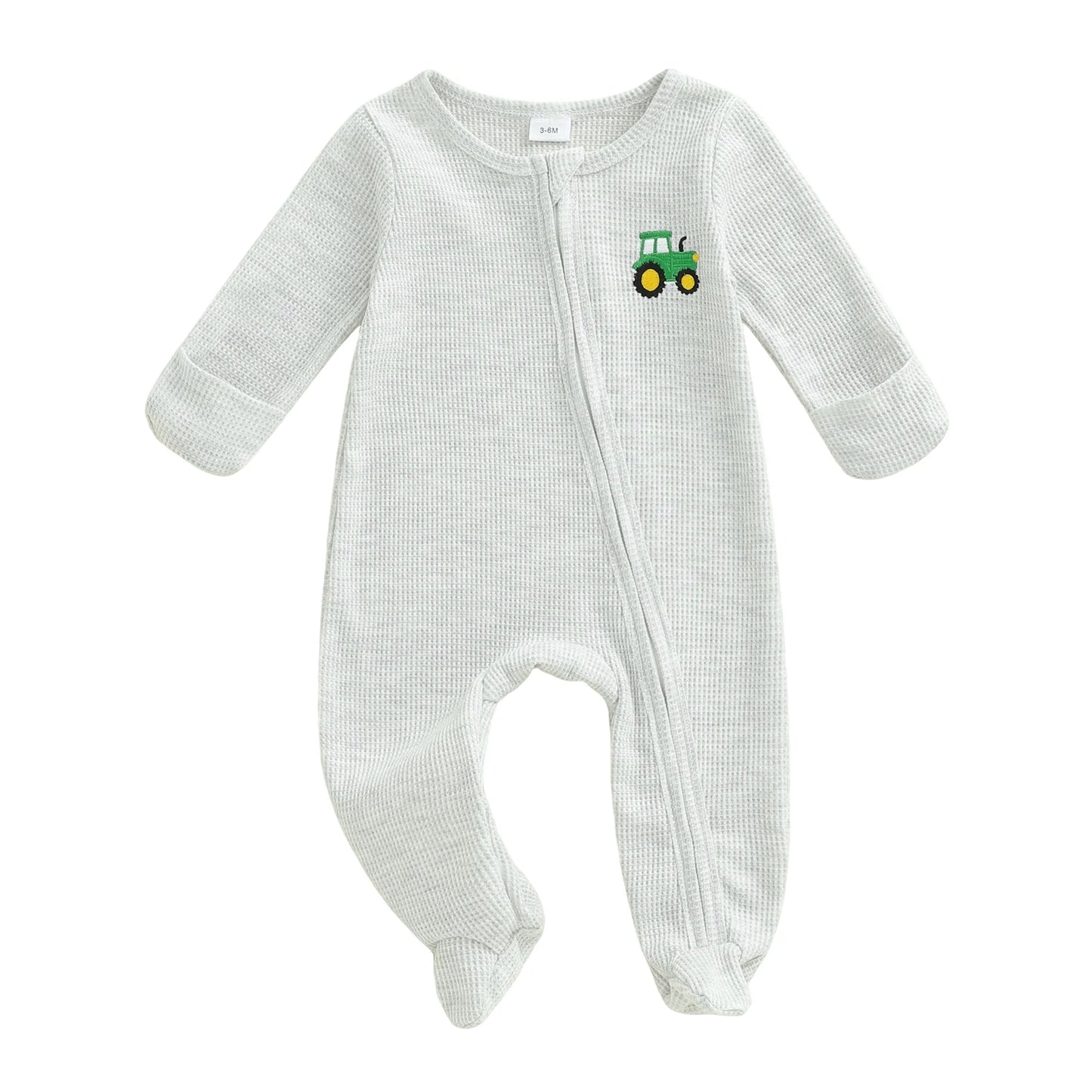 Infant Unisex Hooded Animal Ears Zipper Closure Fleece Footed Pajamas