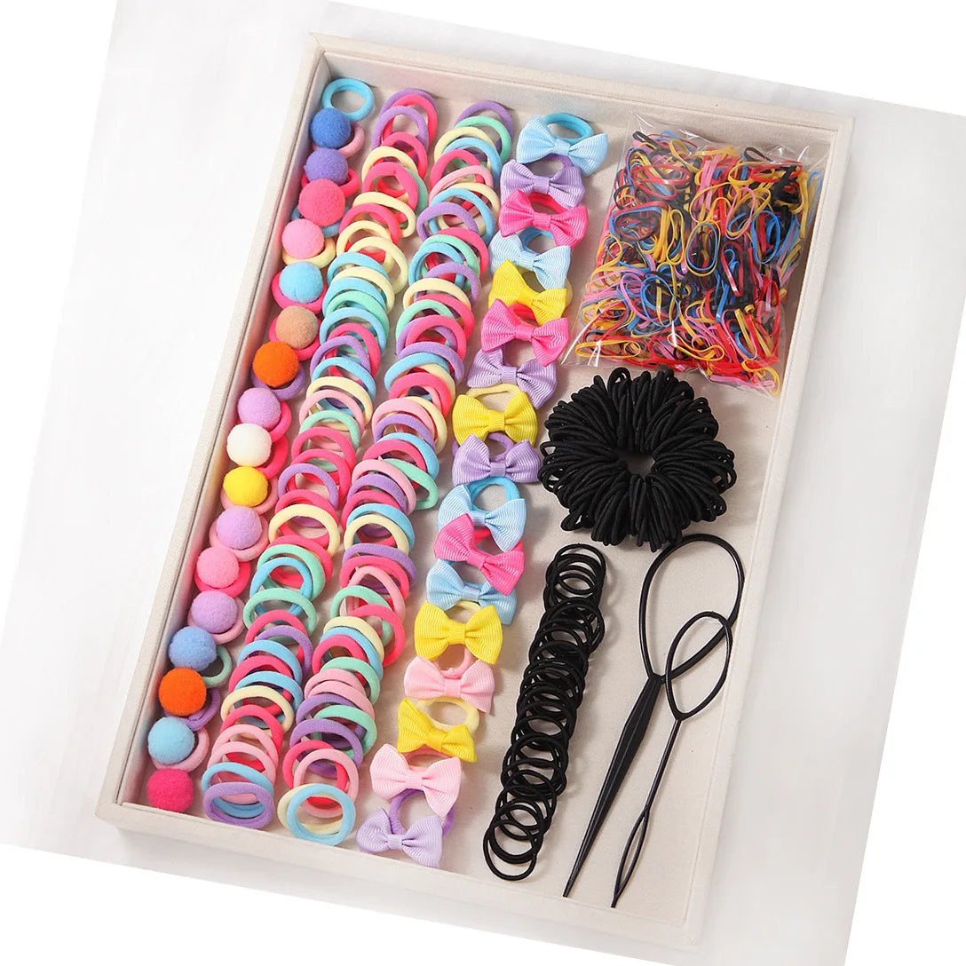 18/546Pcs /1152PCS Bow High Elastic Hair Accessories Set Korean Style Princess Hair Clips, No Hurt Hair Colorful Girls Hair Bands Hair Clips Girls Children No Box