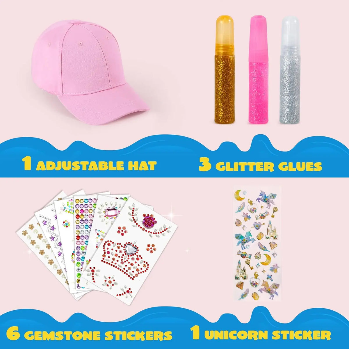 Joyfy Decorate Your Own Baseball Cap Kit With Gem Stickers