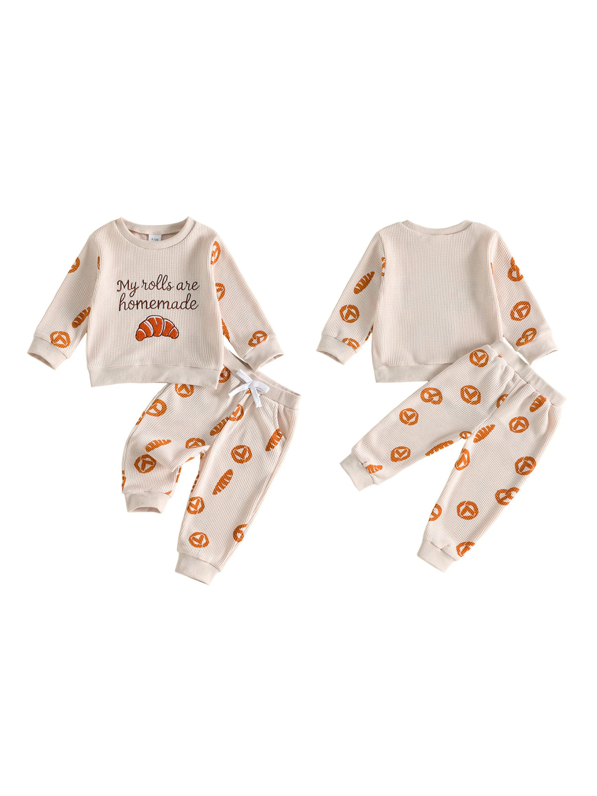 Sweatshirt 2 Pcs Set  Pants Baby Thanksgiving Bread Letter Sweatshirt Thanksgiving Outfit Bread Latest