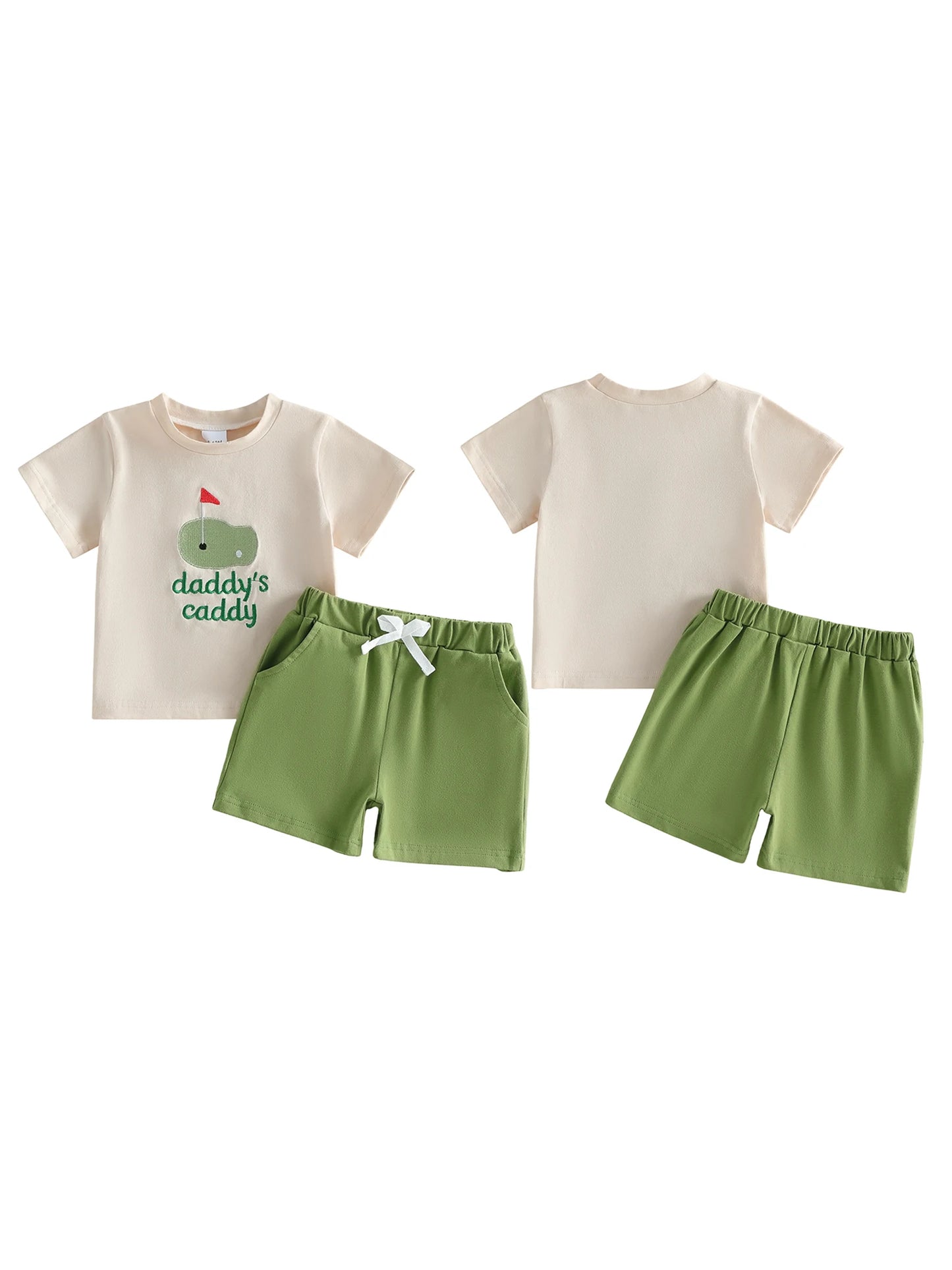 Adorable Infant 2-Piece Set Short Sleeve Embroidered Shirt Shorts
