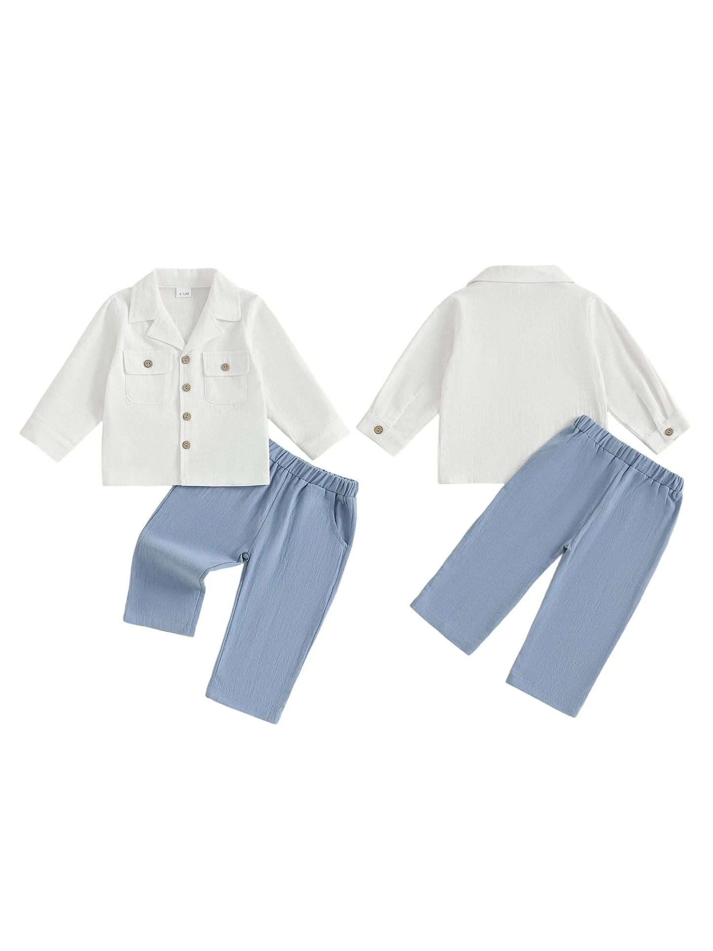Stylish Toddler Boys 2-Piece Outfit Set Long Sleeve Shirt Pants