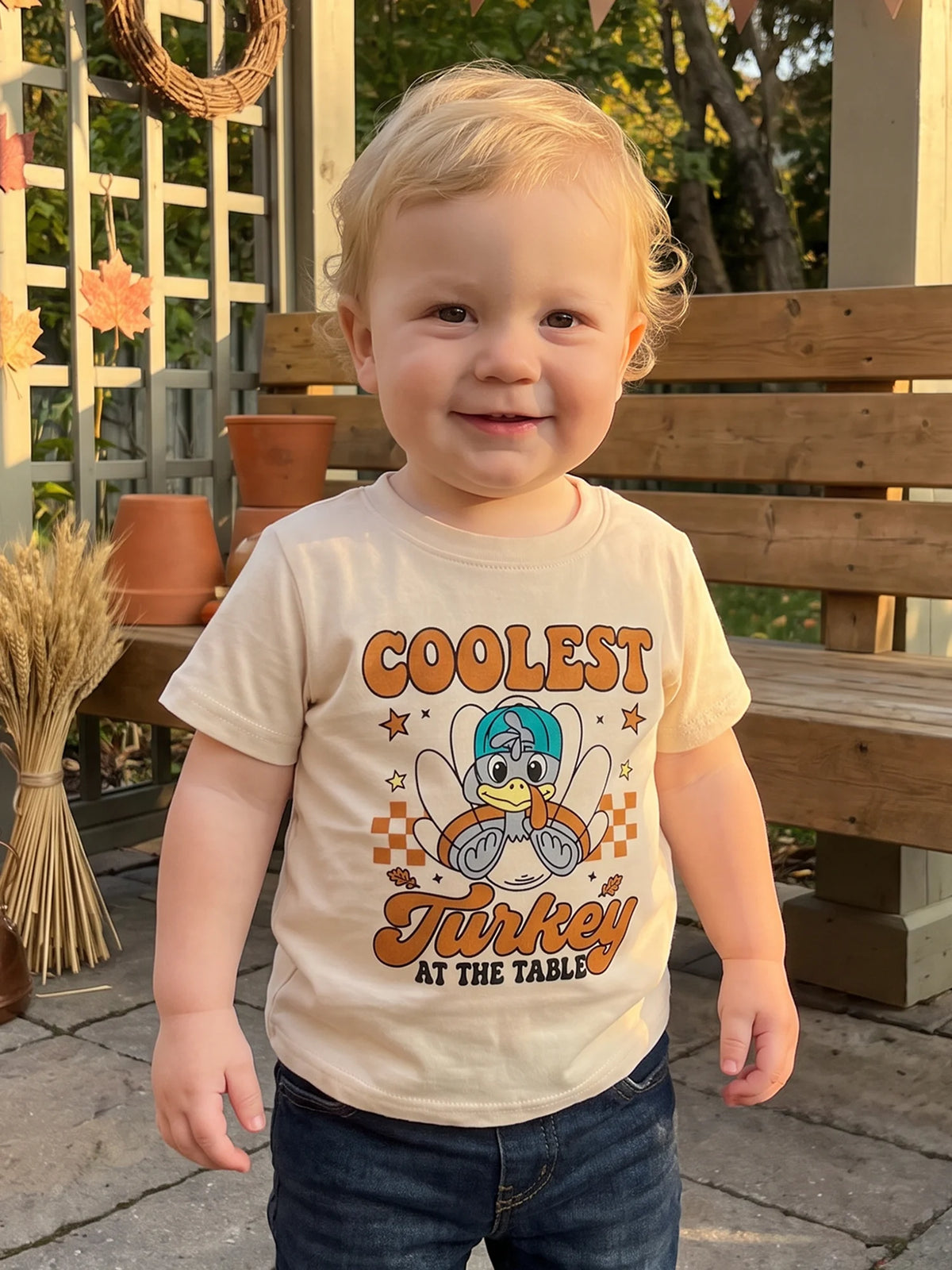 Sleeve Turkey Boys Turkey-Print Thanksgiving Shirt T Print Short Sleeve Sleeve Turkey Toddler Boys Girls