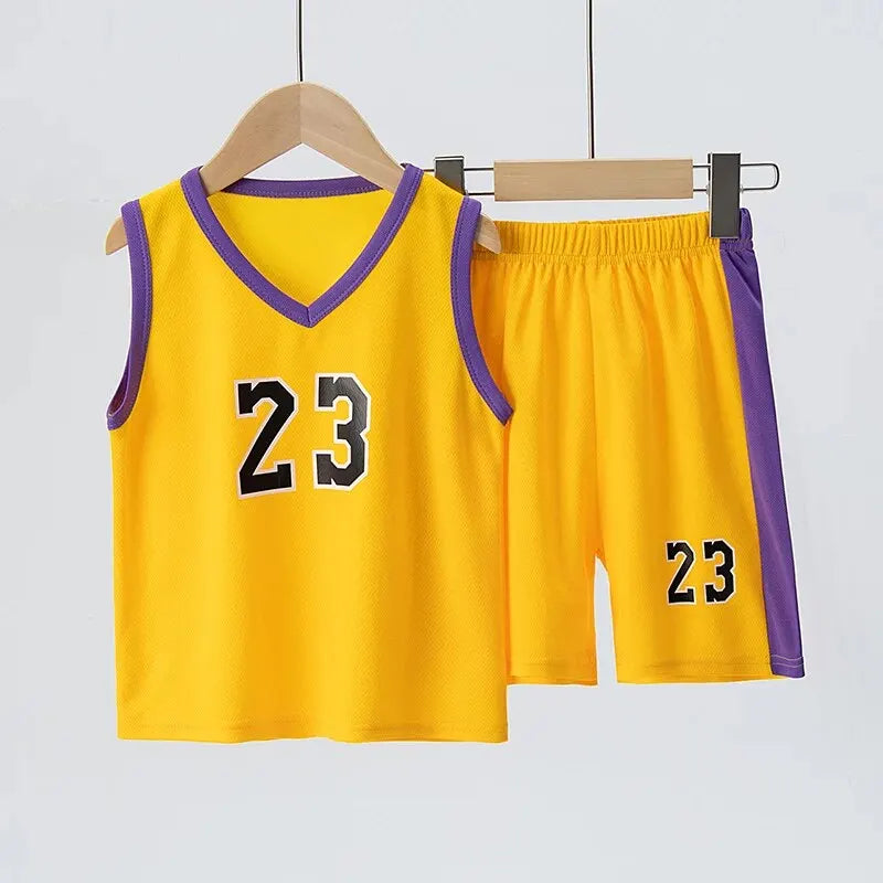 Summer Quick Dry Kids Sports Suit Set Vest And Shorts