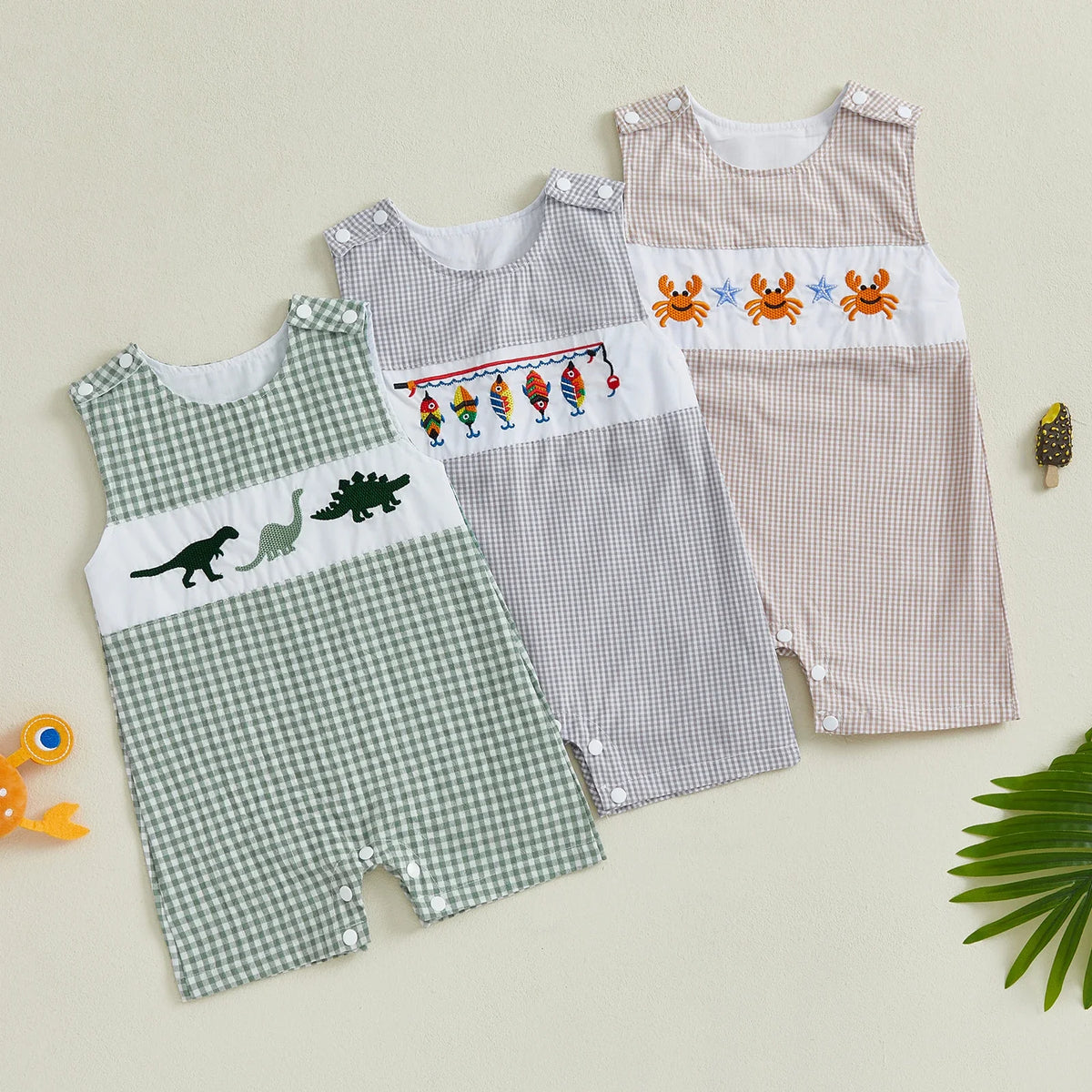 Cotton Embroidered Baby Romper With Button Up Collar