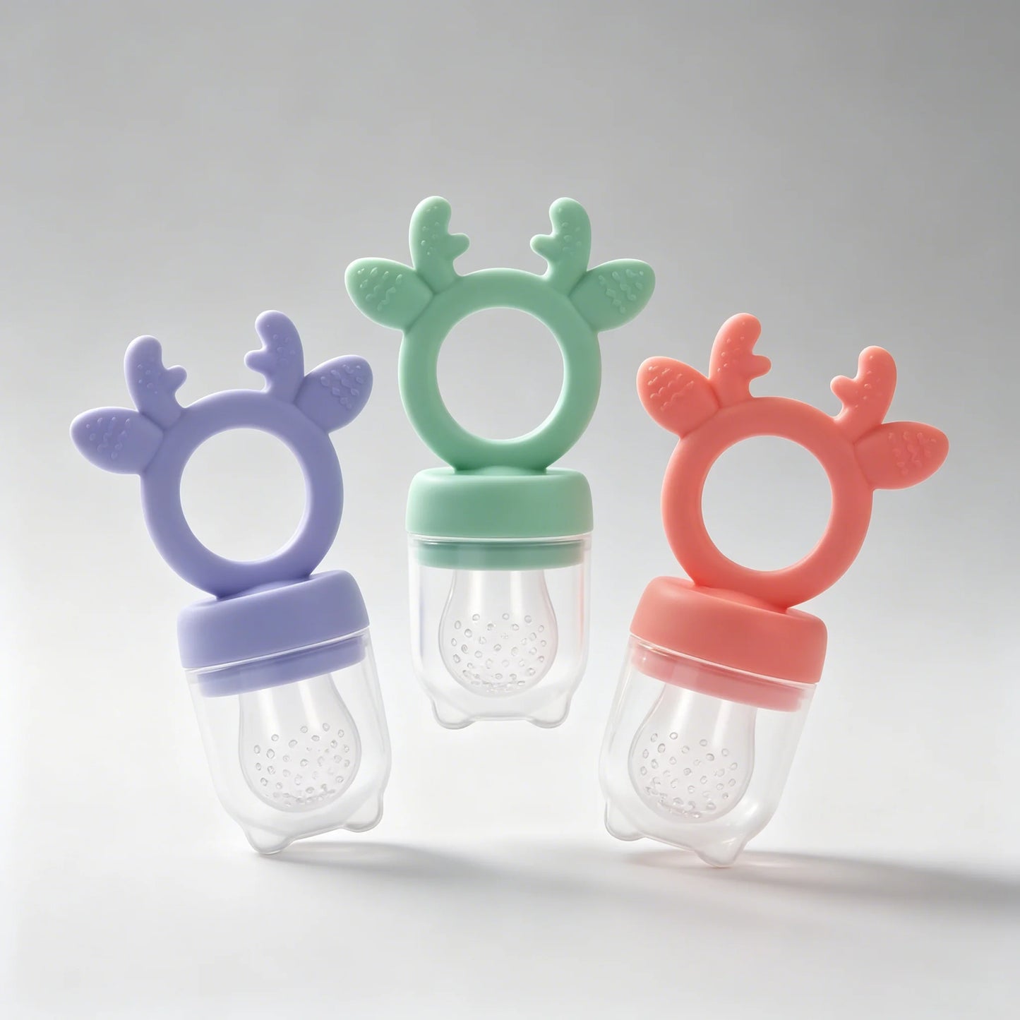 3 Pack Baby Fruit Food Feeder Pacifier BPA Free Silicone Deer Teething Toy Fresh Fruit Vegetable Nibbler Soother Toddler Chew Feeder