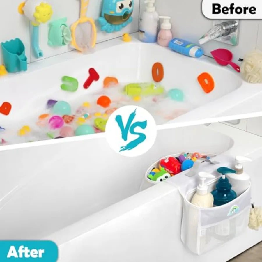 Saddle Shape Bath Toy Organizer Mesh 2 Compartments