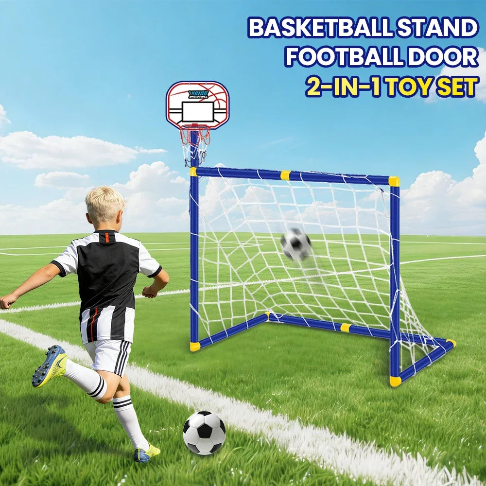 Kmoist 2 In 1 Sports Toy Basketball Stand And Football Goal