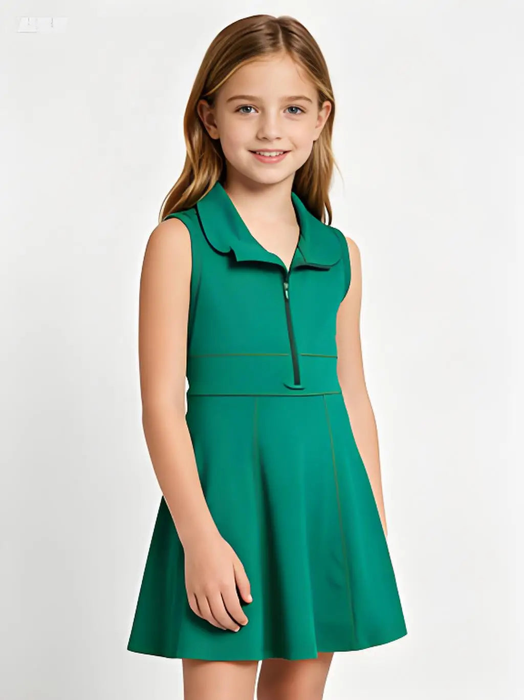 Athletic Zip Activewear Dress Outfit For Kids 7 To 13